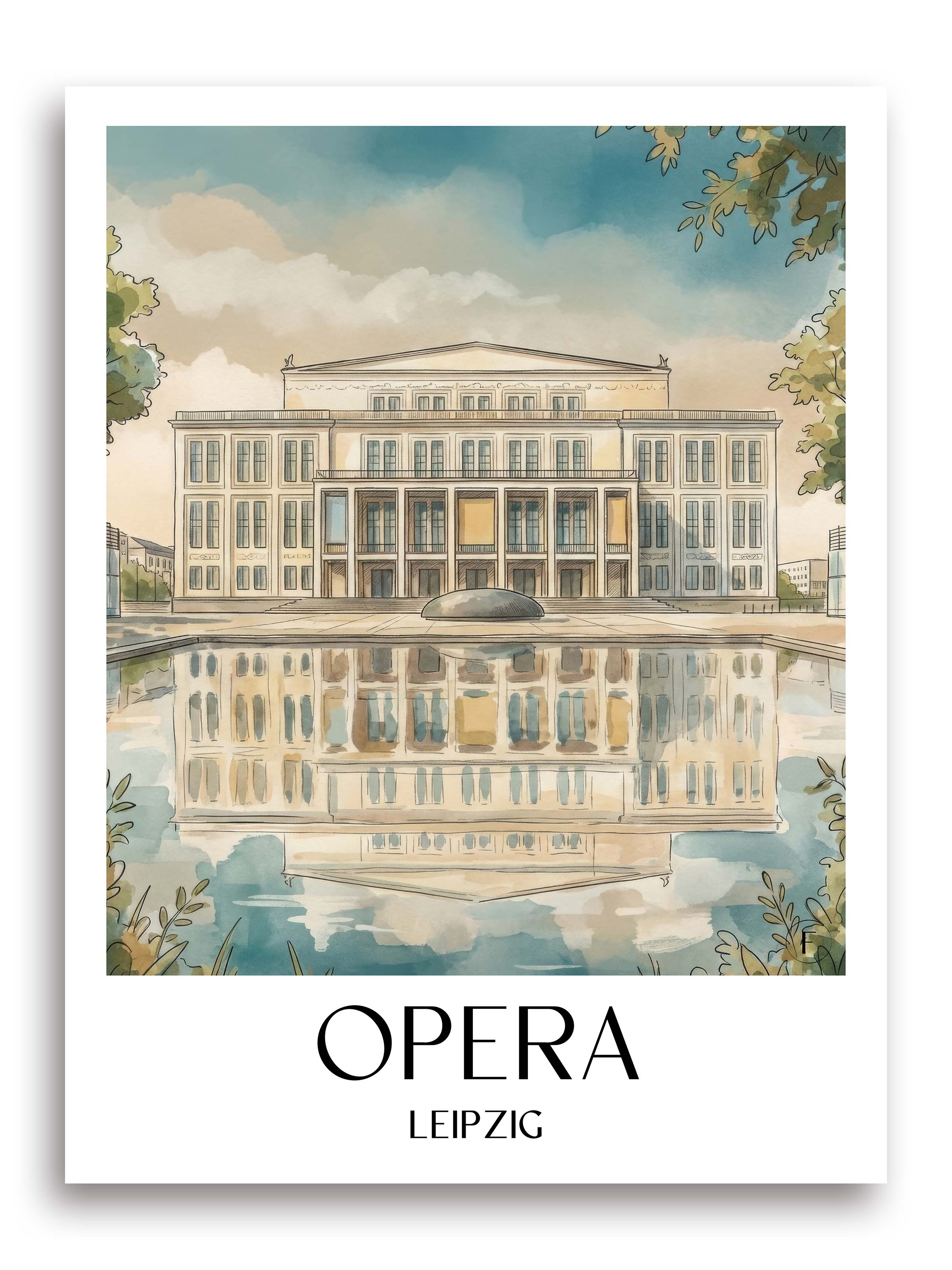 Oper Poster - Leipzig - Deutschland Kunstdruck - Aquarell von A4 bis A1 - favplace