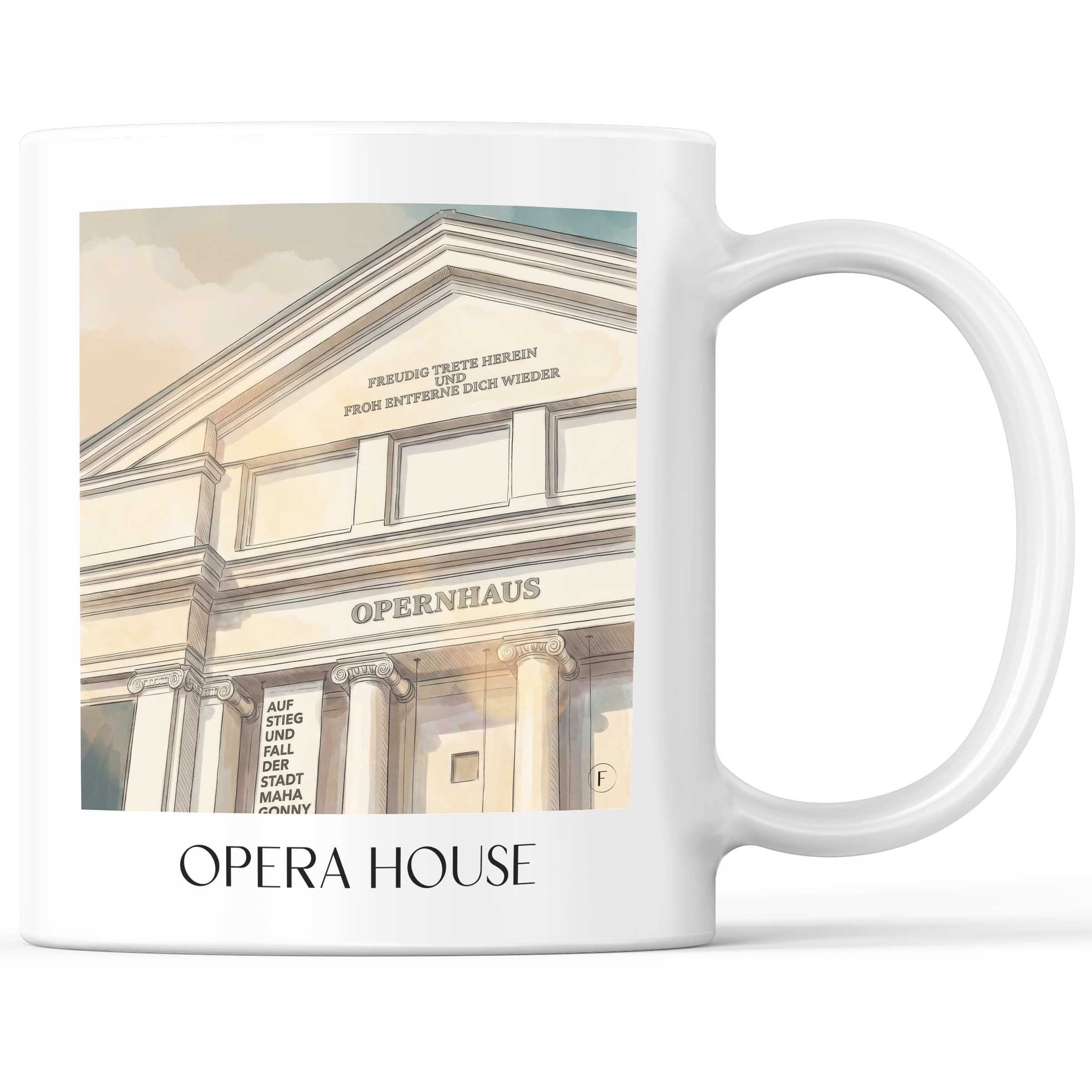 Opernhaus Kaffeebecher - Magdeburg - Deutschland Becher - Kaffeetasse im Aquarell Stil - favplace