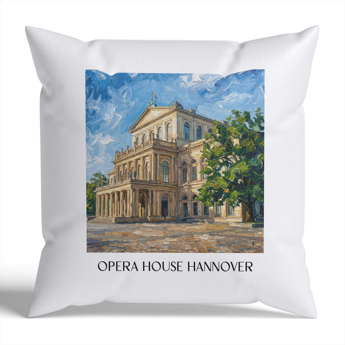 Opernhaus Kissenhülle - Zierkissen Bezug - Hannover - Deutschland Kissen bzw. Kissenbezug im Ölgemälde Stil - favplace