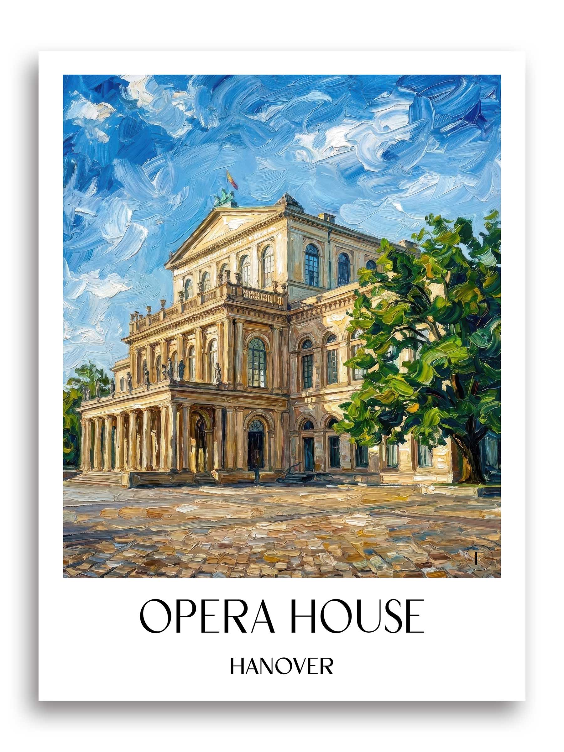 Opernhaus Poster - Hannover - Deutschland Kunstdruck - Ölgemälde von A4 bis A1 - favplace