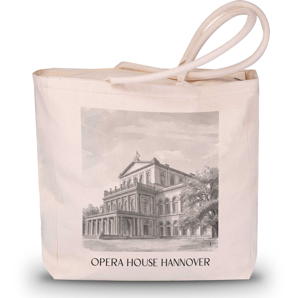Opernhaus Shopping Tasche - Hannover - Deutschland Tote Bag - Einkaufstasche im Aquarell Schwarz-Weiß Stil - favplace