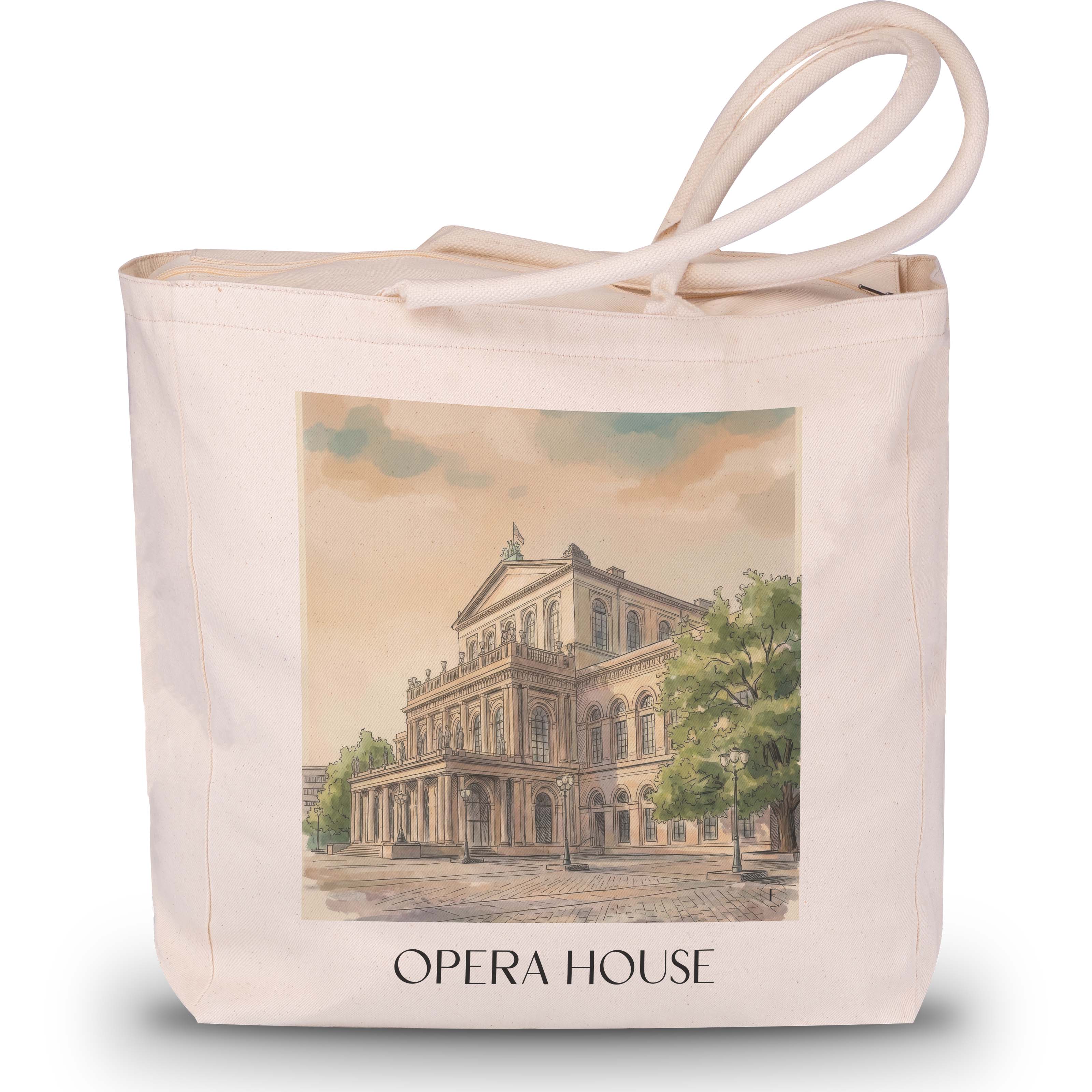 Opernhaus Shopping Tasche - Hannover - Deutschland Tote Bag - Einkaufstasche im Aquarell Stil - favplace