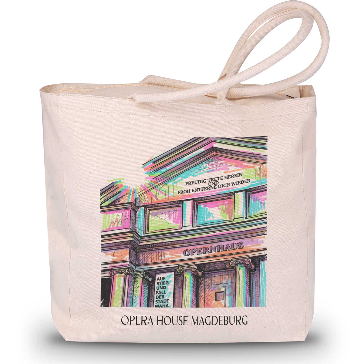 Opernhaus Shopping Tasche - Magdeburg - Deutschland Tote Bag - Einkaufstasche im Tag Graffiti Stil - favplace