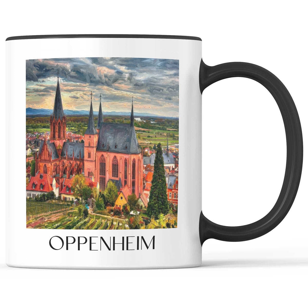 Oppenheim Kaffeebecher - Rheinhessen - Deutschland Becher - Kaffeetasse im Ölgemälde Stil - favplace