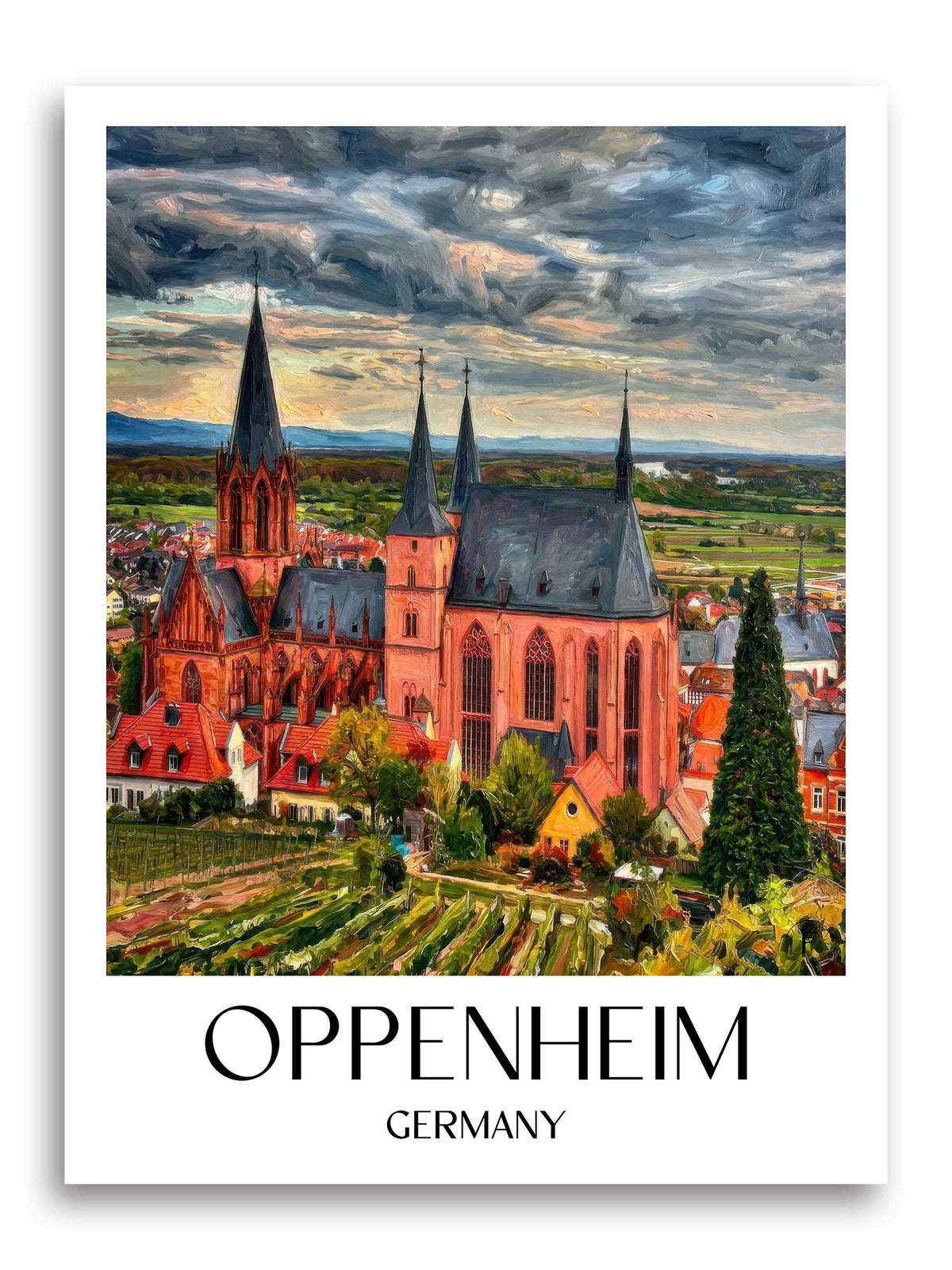 Oppenheim Poster - Rheinhessen - Deutschland Kunstdruck - Ölgemälde von A4 bis A1 - favplace