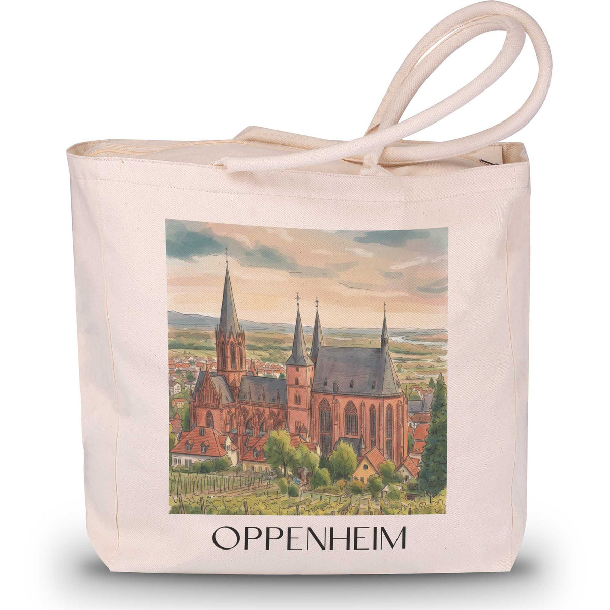oppenheim-rheinhessen-deutschland-einkaufstasche-aquarell