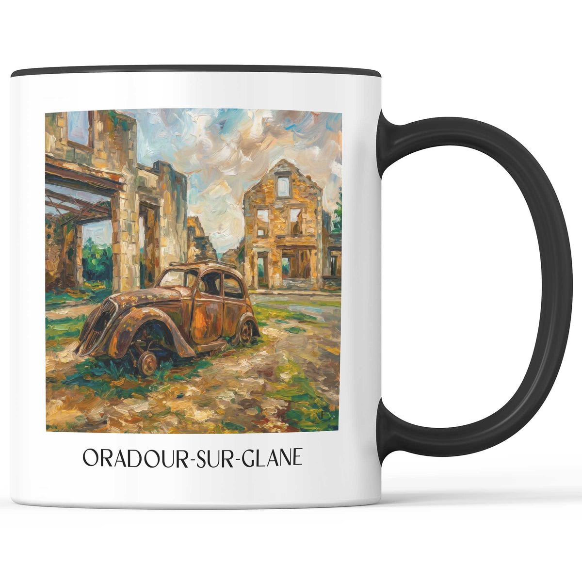 oradour-sur-glane-haute-vienne-frankreich-kaffeebecher-oil-painting-oelgemaelde