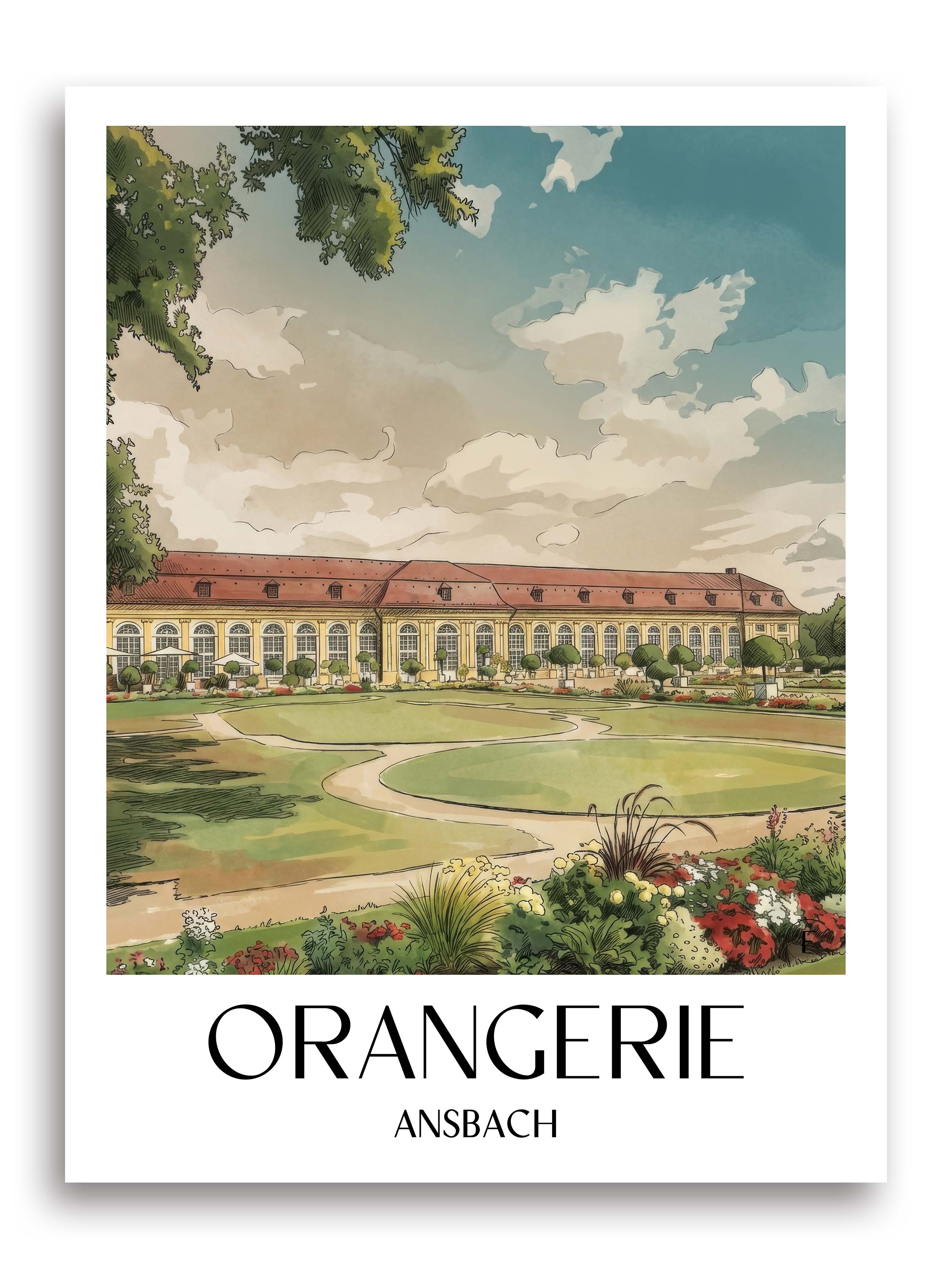 orangerie-ansbach-deutschland-poster-aquarell
