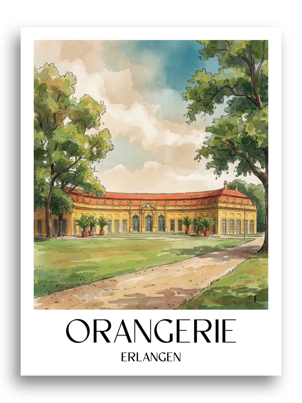 orangerie-erlangen-deutschland-poster-aquarell