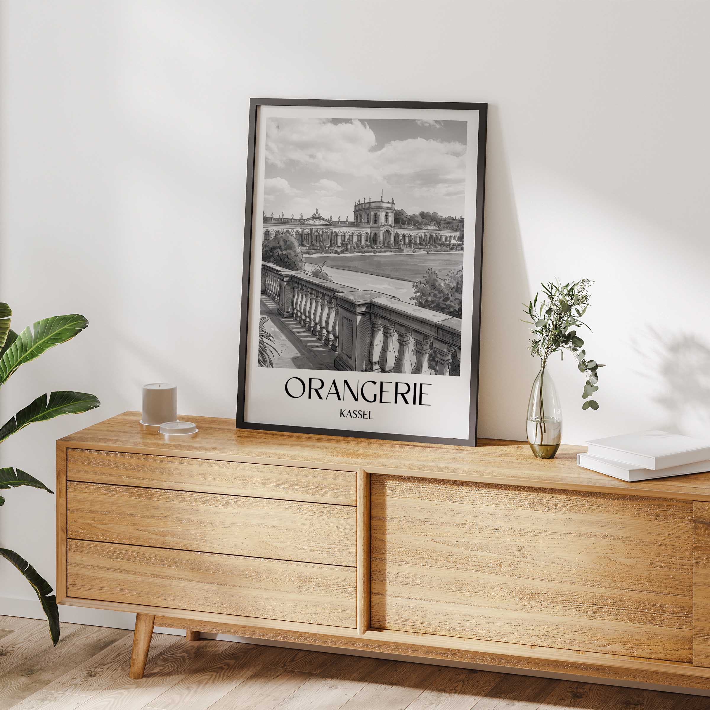 orangerie-kassel-deutschland-poster-aquarell-schwarz-weiss