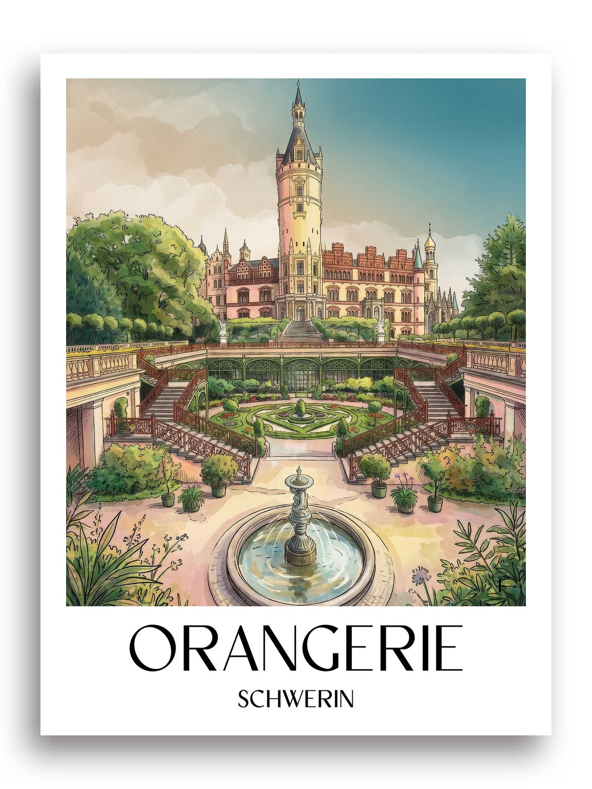 orangerie-schwerin-deutschland-poster-aquarell