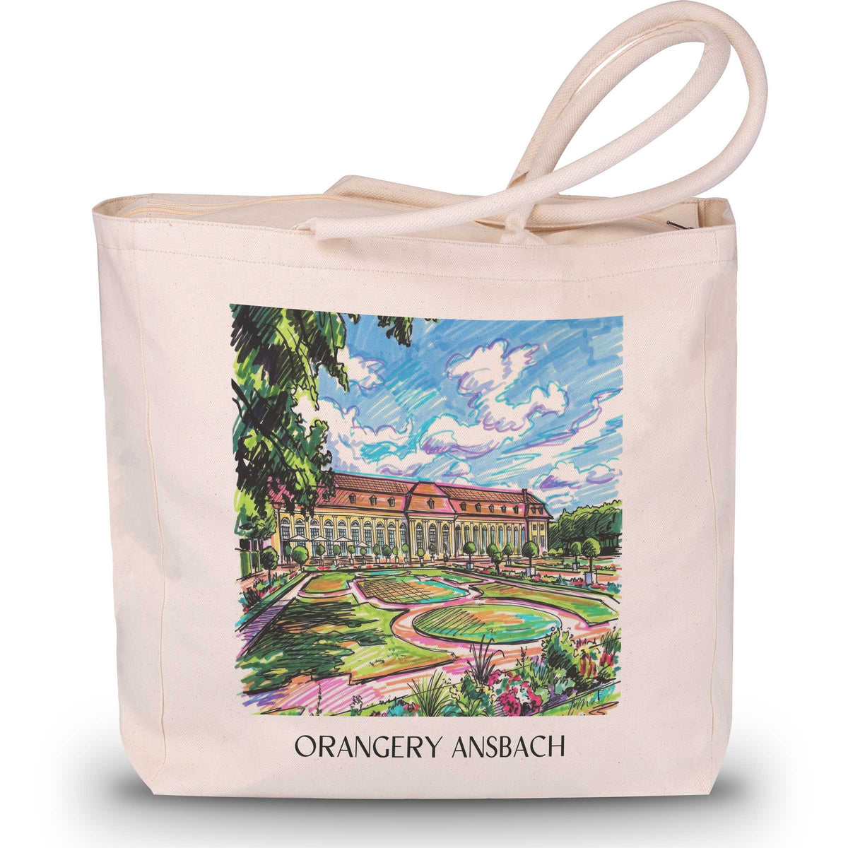 Orangerie Shopping Tasche - Ansbach - Deutschland Tote Bag - Einkaufstasche im Tag Graffiti Stil - favplace
