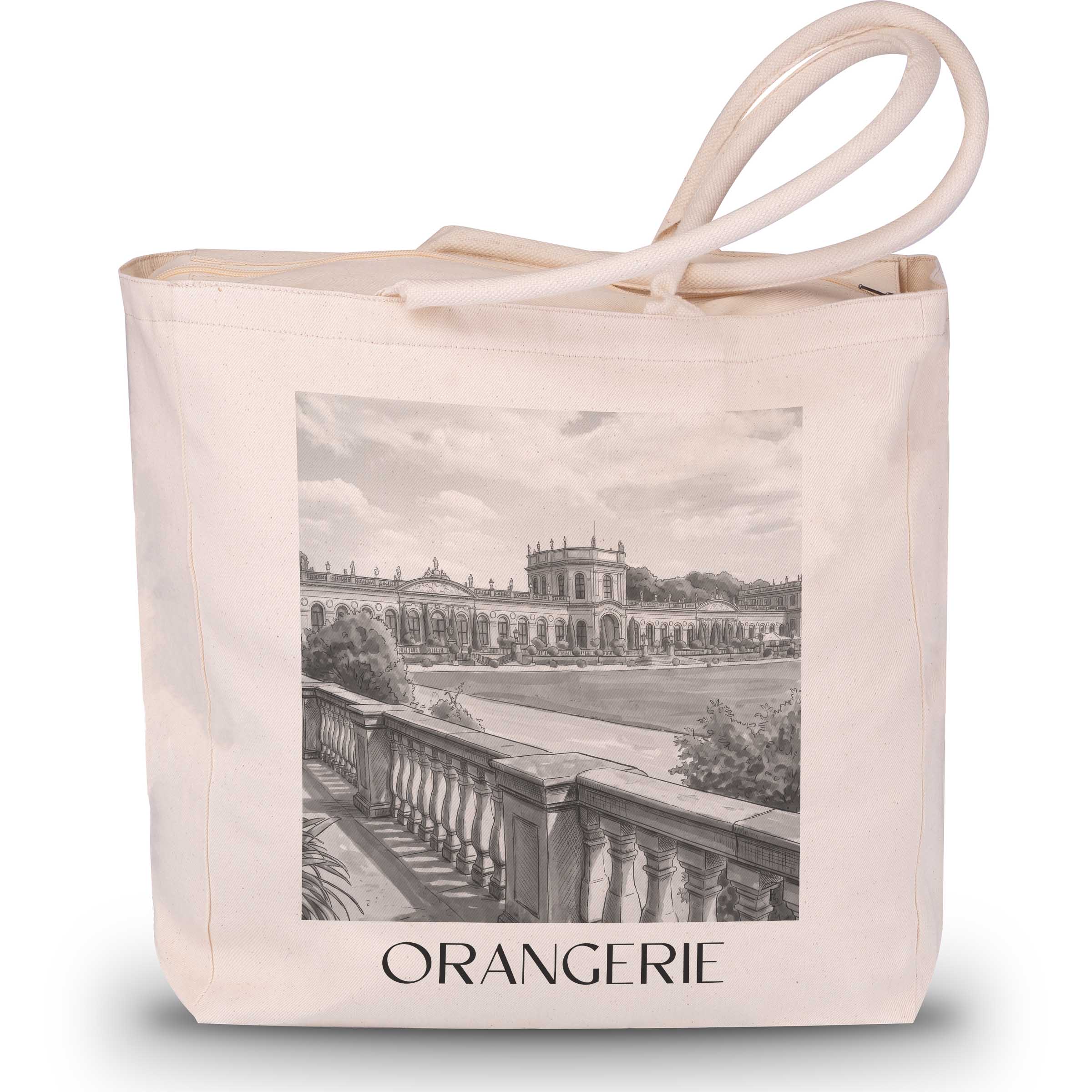 orangerie-kassel-deutschland-einkaufstasche-aquarell-schwarz-weiss
