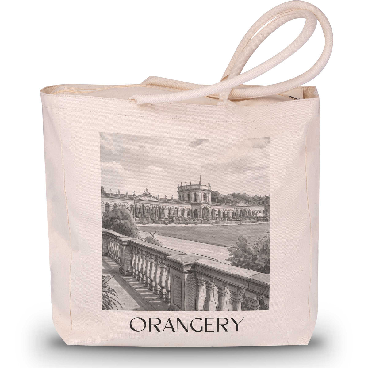 Orangerie Shopping Tasche - Kassel - Deutschland Tote Bag - Einkaufstasche im Aquarell Schwarz-Weiß Stil - favplace