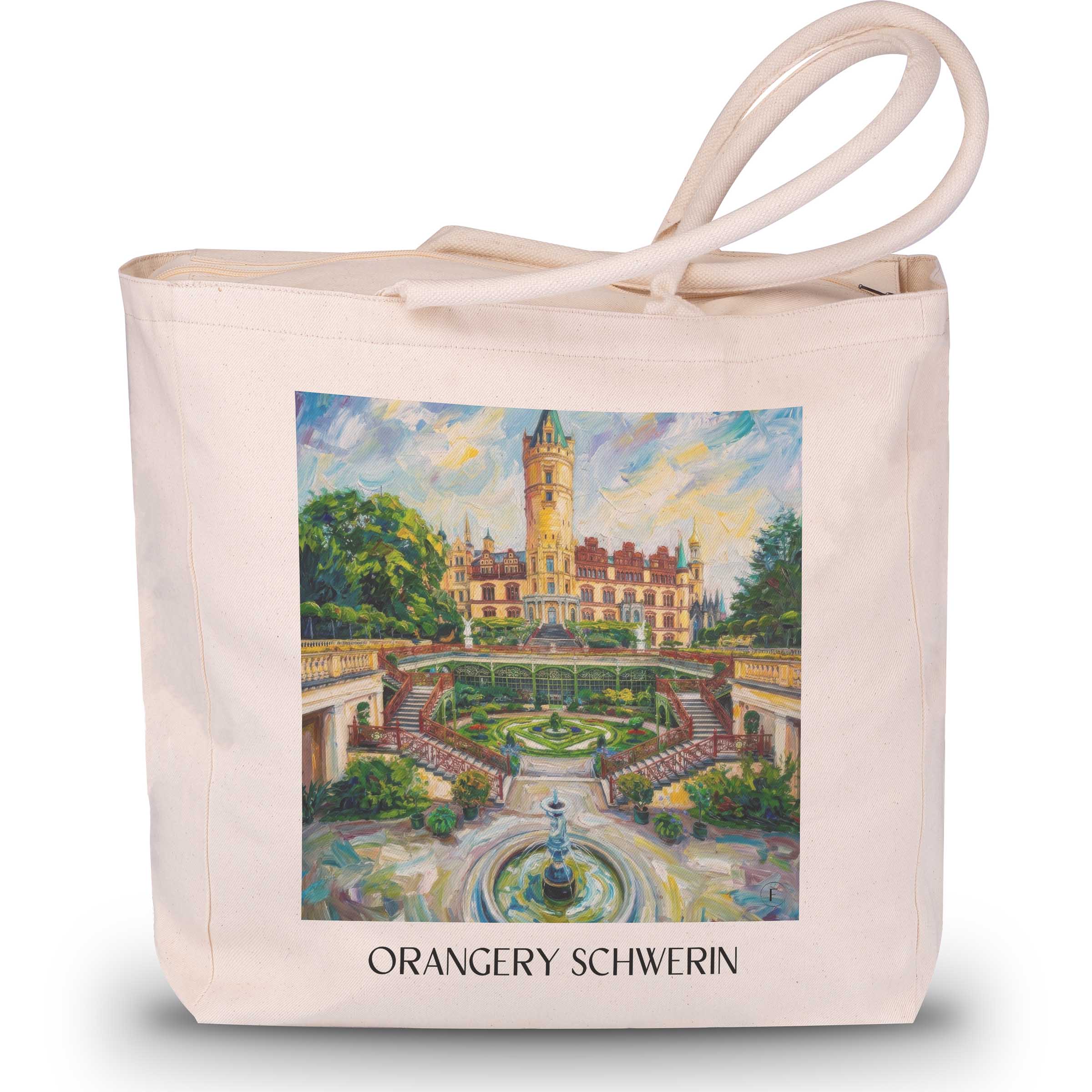 Orangerie Shopping Tasche - Schwerin - Deutschland Tote Bag - Einkaufstasche im Ölgemälde Stil - favplace