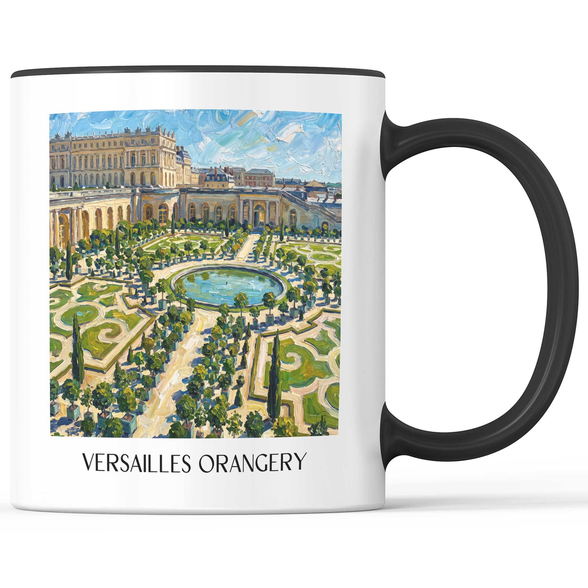 Orangerie de Versailles Kaffeebecher - Yvelines - Frankreich Becher - Kaffeetasse im Ölgemälde Stil