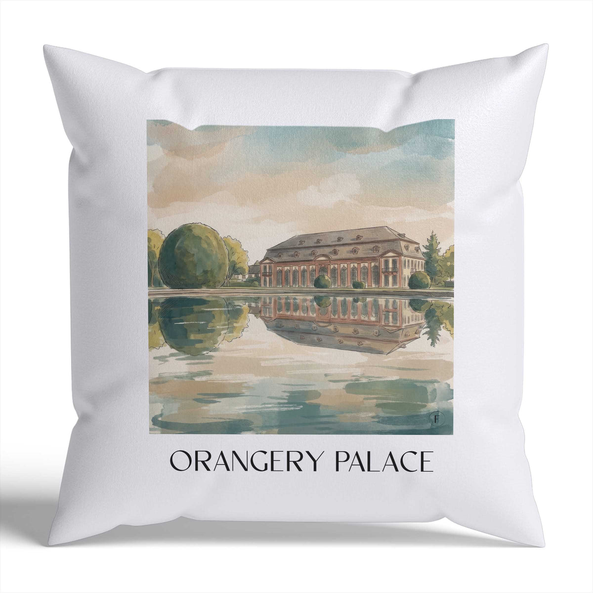 Orangerieschloss Kissenhülle - Zierkissen Bezug - Darmstadt - Deutschland Kissen bzw. Kissenbezug im Aquarell Stil - favplace
