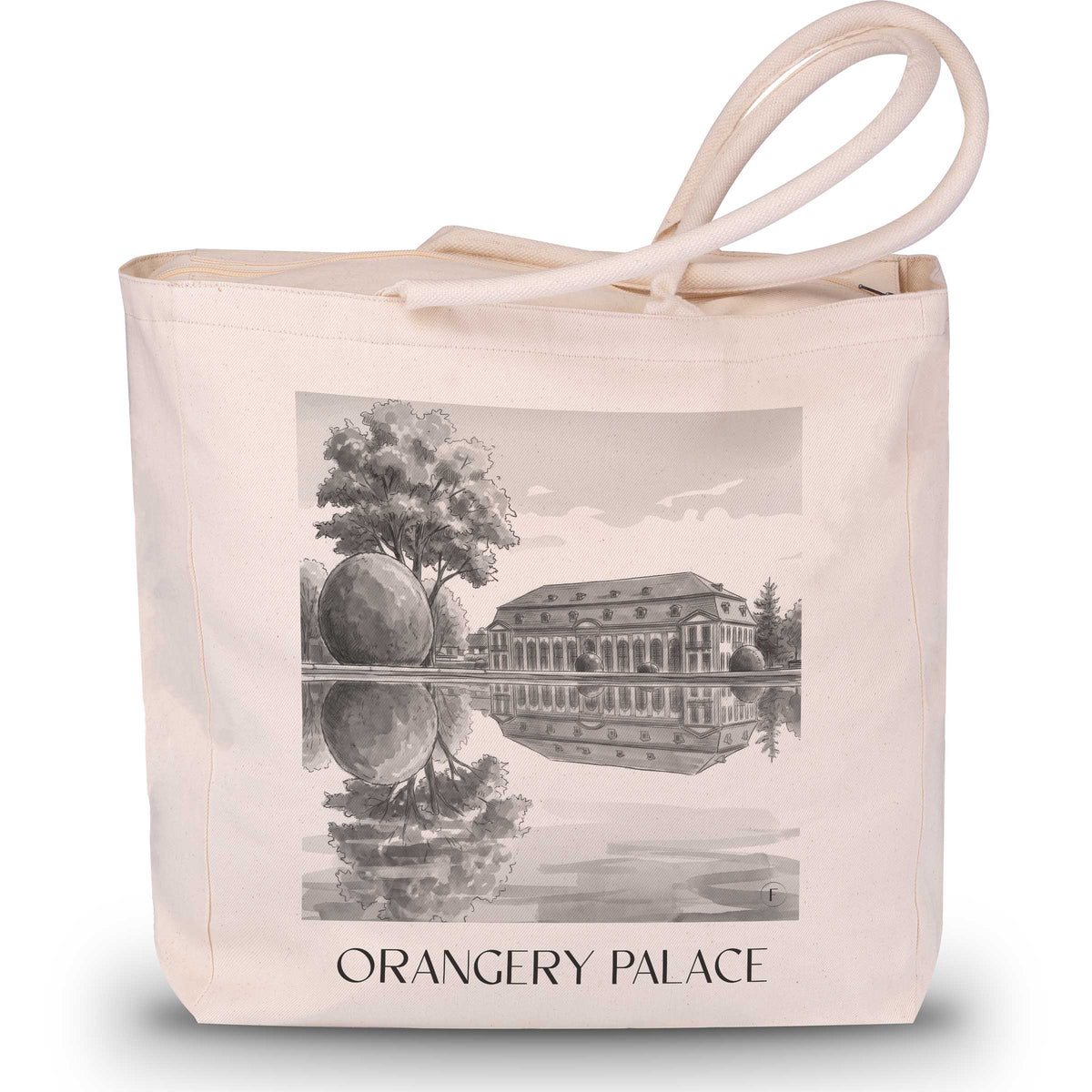 Orangerieschloss Shopping Tasche - Darmstadt - Deutschland Tote Bag - Einkaufstasche im Aquarell Schwarz-Weiß Stil - favplace