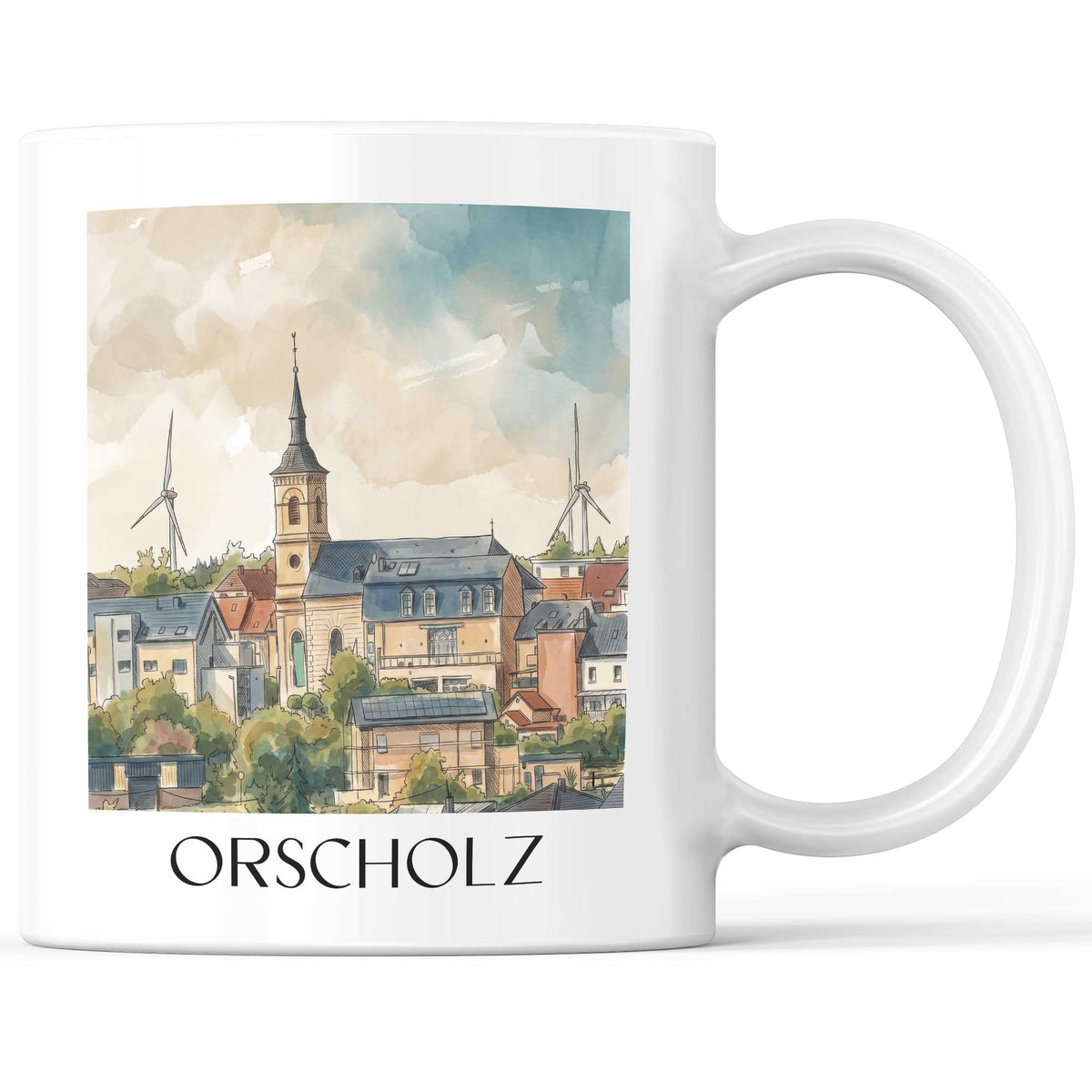 Orscholz Kaffeebecher - Saarschleife - Deutschland Becher - Kaffeetasse im Aquarell Stil - favplace