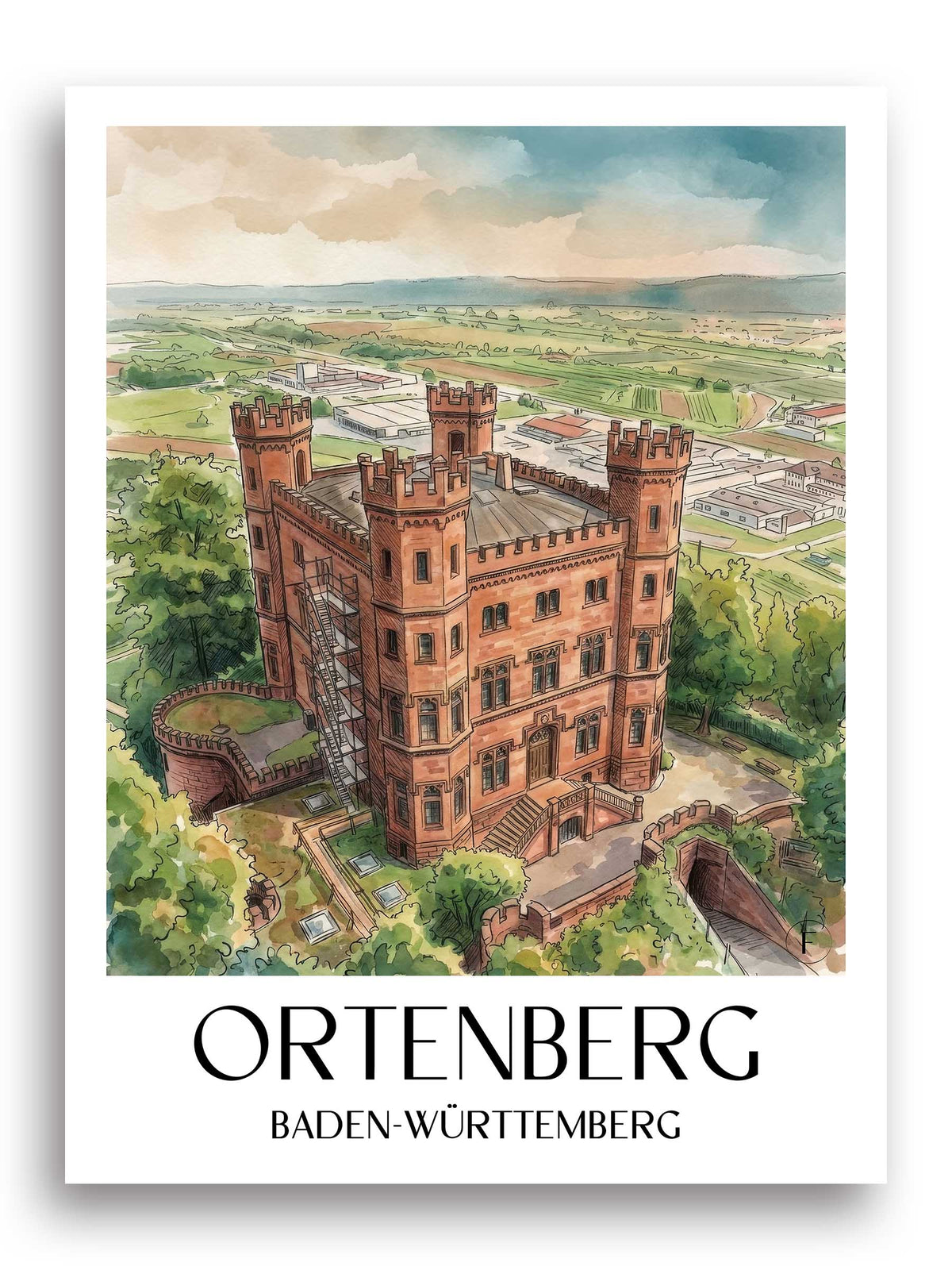 ortenberg-baden-württemberg-deutschland-poster-aquarell
