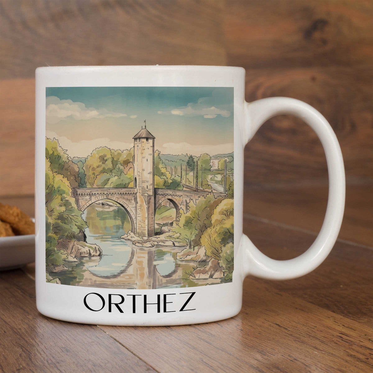 orthez-béarn-frankreich-kaffeebecher-aquarell