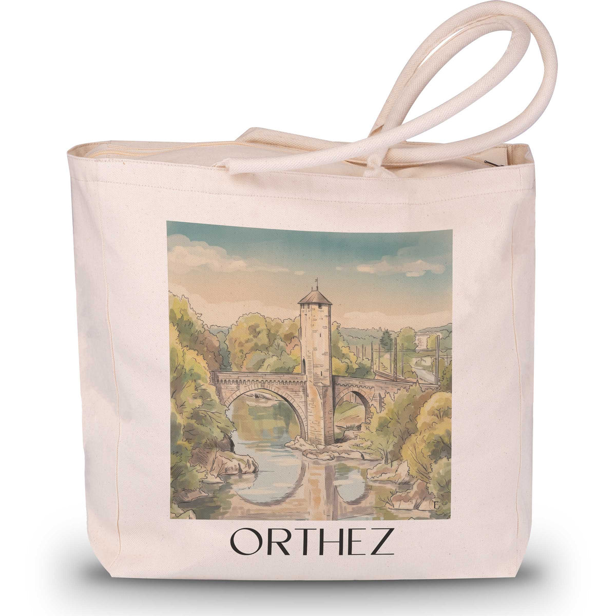orthez-béarn-frankreich-einkaufstasche-aquarell