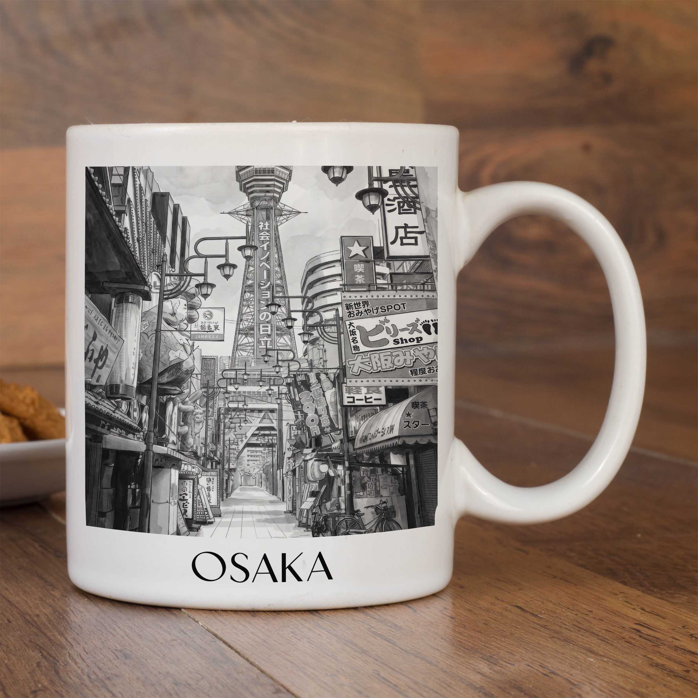 osaka-japan-kaffeebecher-aquarell-schwarz-weiss