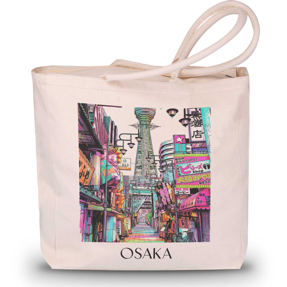 Osaka - Japan Tote Bag - Einkaufstasche im Tag Graffiti Stil - favplace