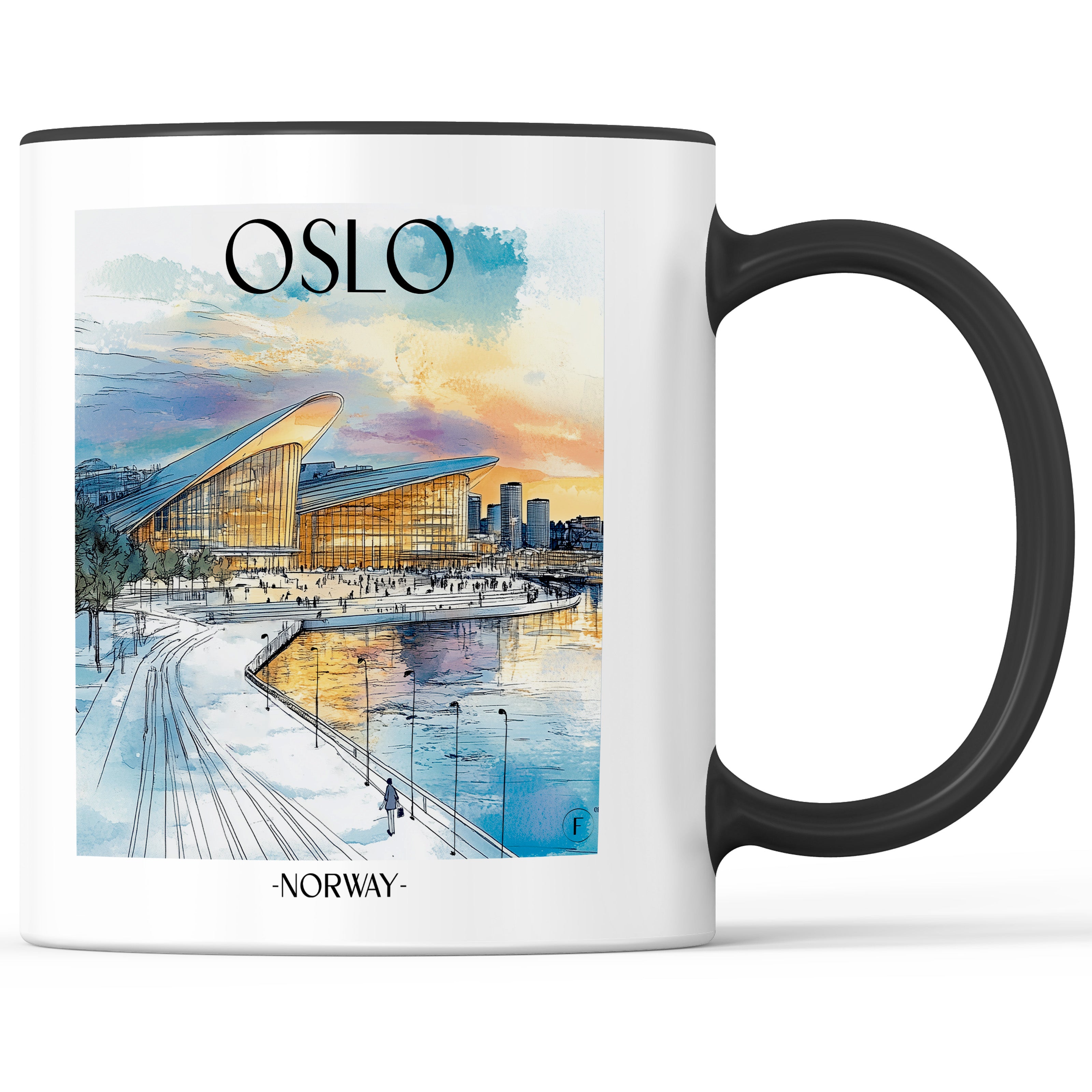 Oslo - Norwegen Becher - Kaffeetasse im Aquarell Stil - favplace