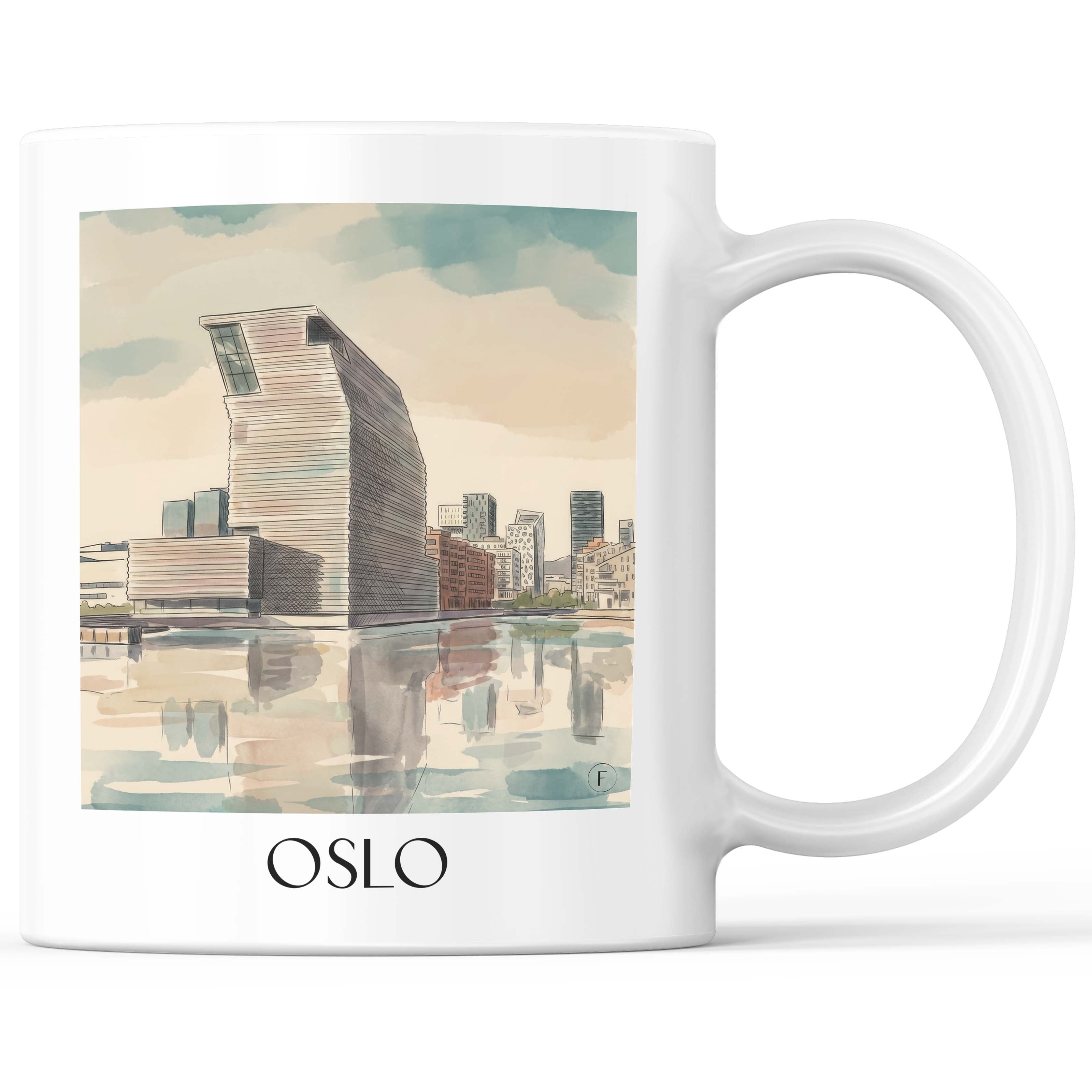 Oslo - Norwegen Becher - Kaffeetasse im Aquarell Stil - favplace