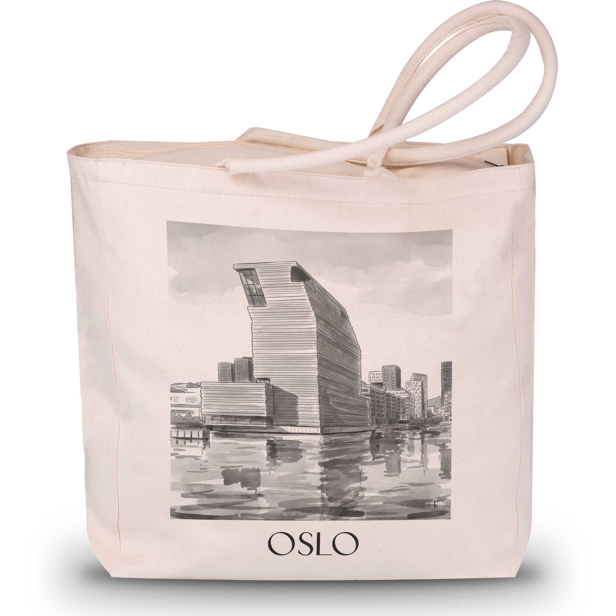 Oslo - Norwegen Tote Bag - Einkaufstasche im Aquarell Schwarz-Weiß Stil - favplace