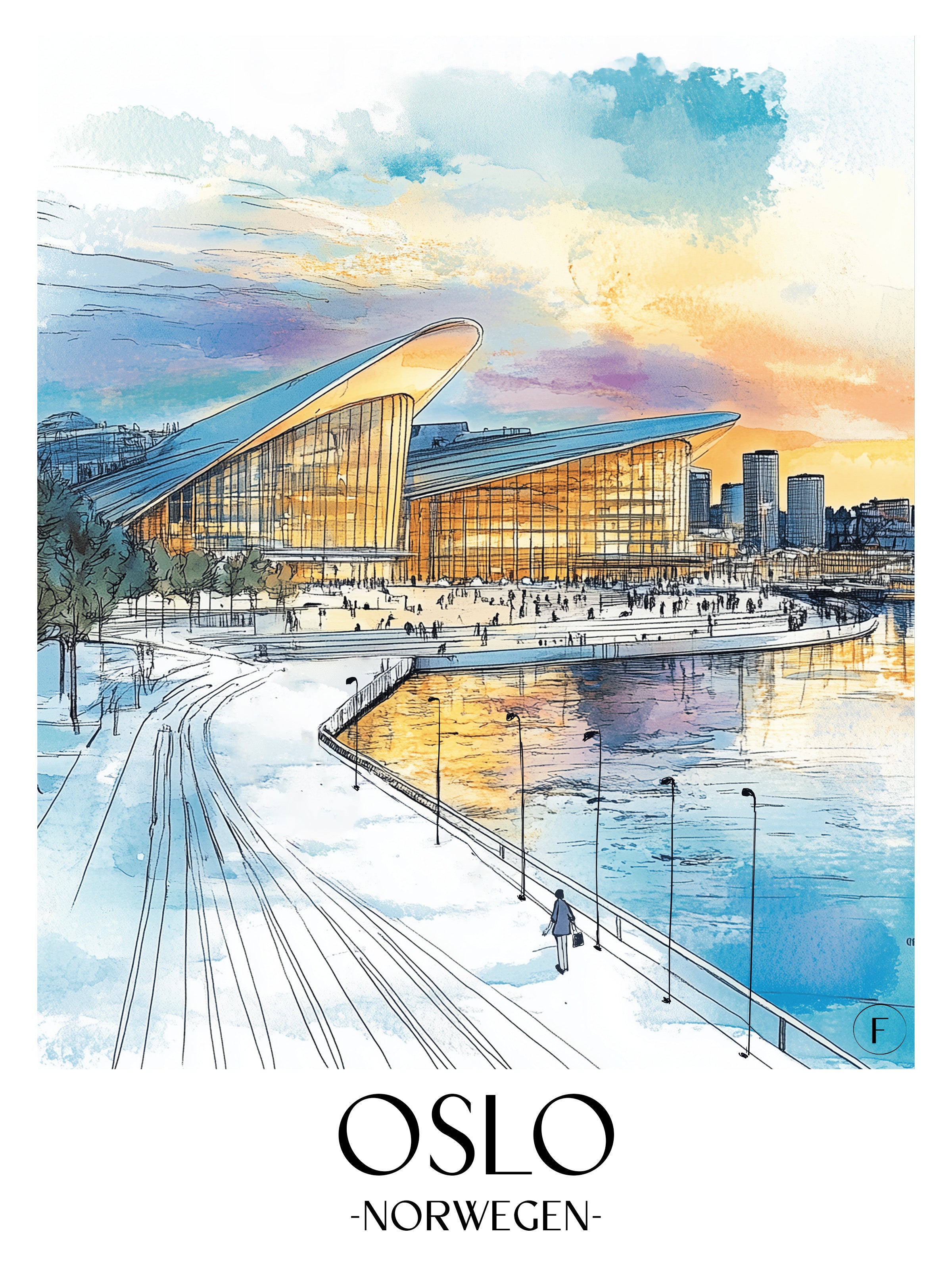 oslo-norwegen-poster-aquarell