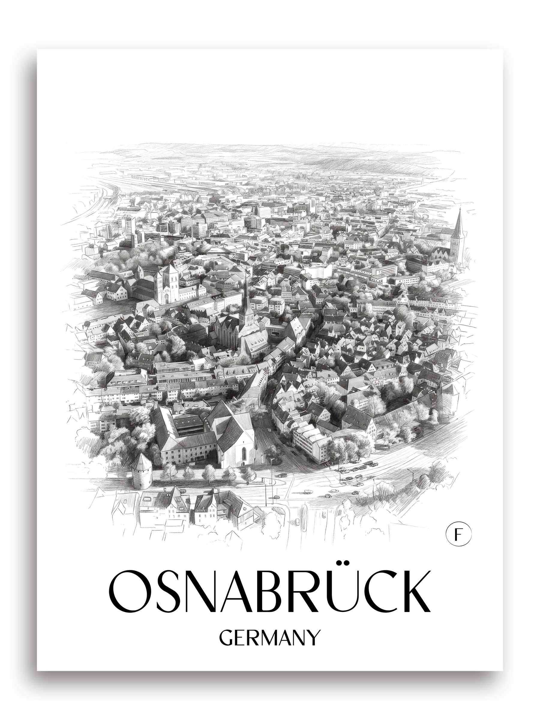 Osnabrück Poster - Niedersachsen - Deutschland Kunstdruck - Zeichnung von A4 bis A1