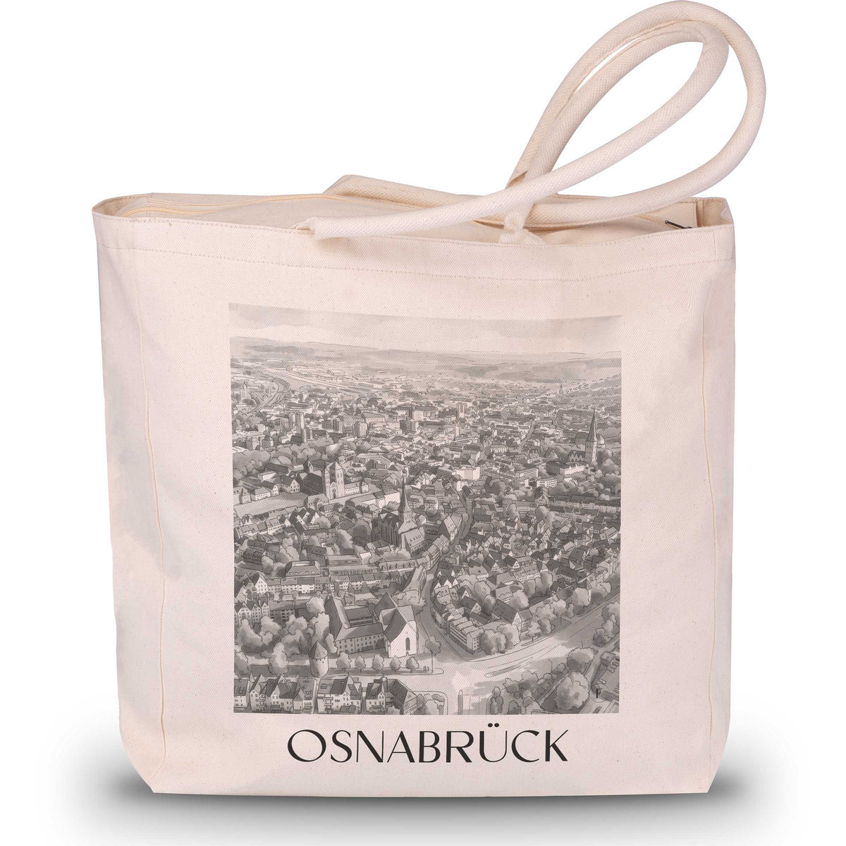 Osnabrück Shopping Tasche - Niedersachsen - Deutschland Tote Bag - Einkaufstasche im Aquarell Schwarz-Weiß Stil - favplace