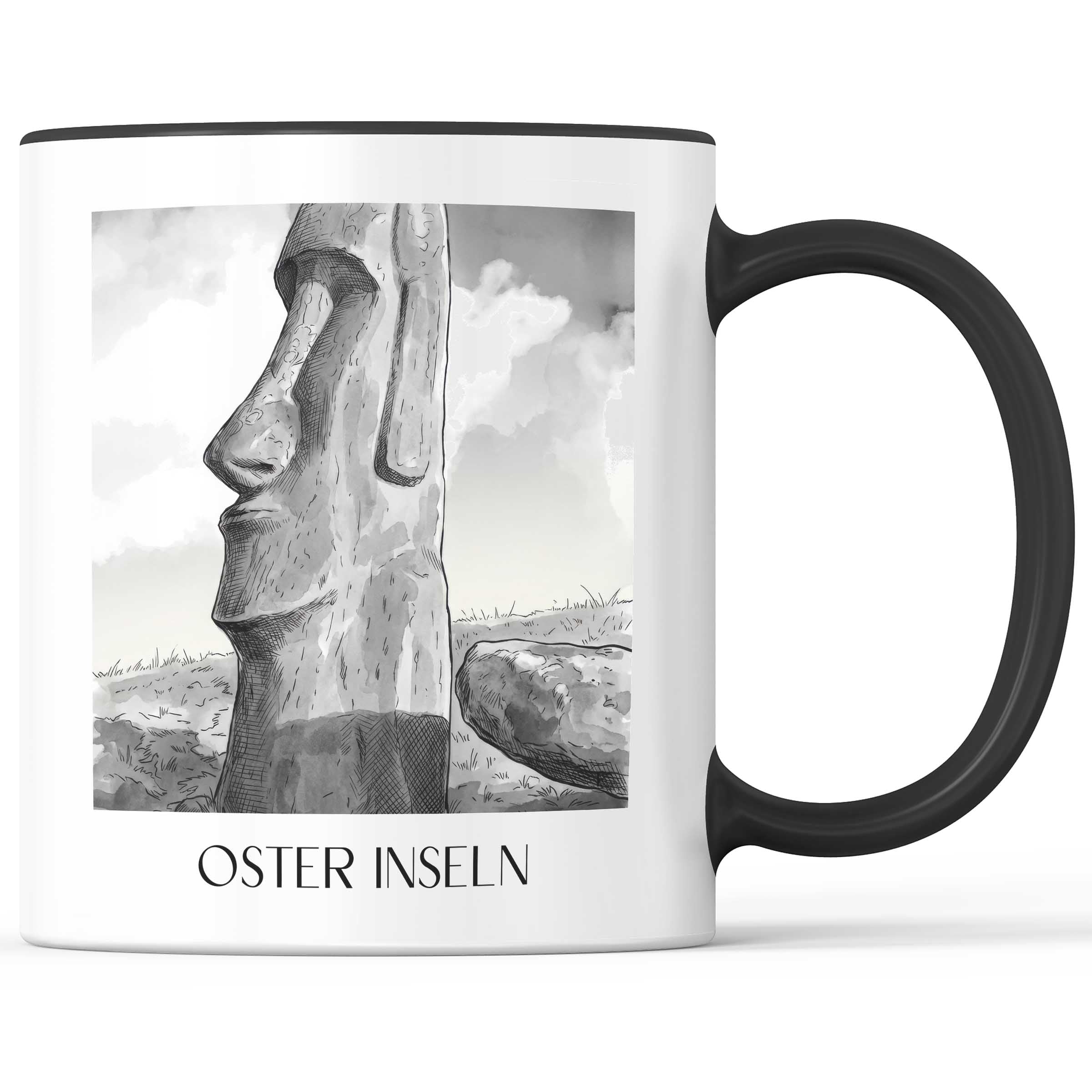 oster-inseln-chile-kaffeebecher-aquarell-schwarz-weiss