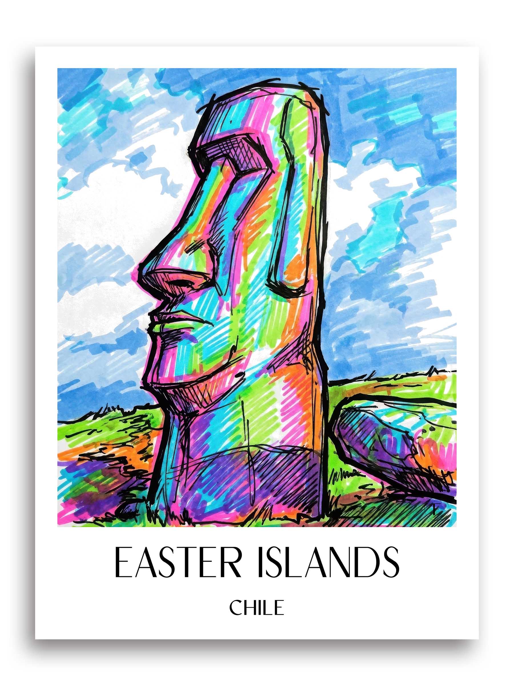 Oster Inseln Poster - - Chile Kunstdruck - Tag Graffiti von A4 bis A1 - favplace