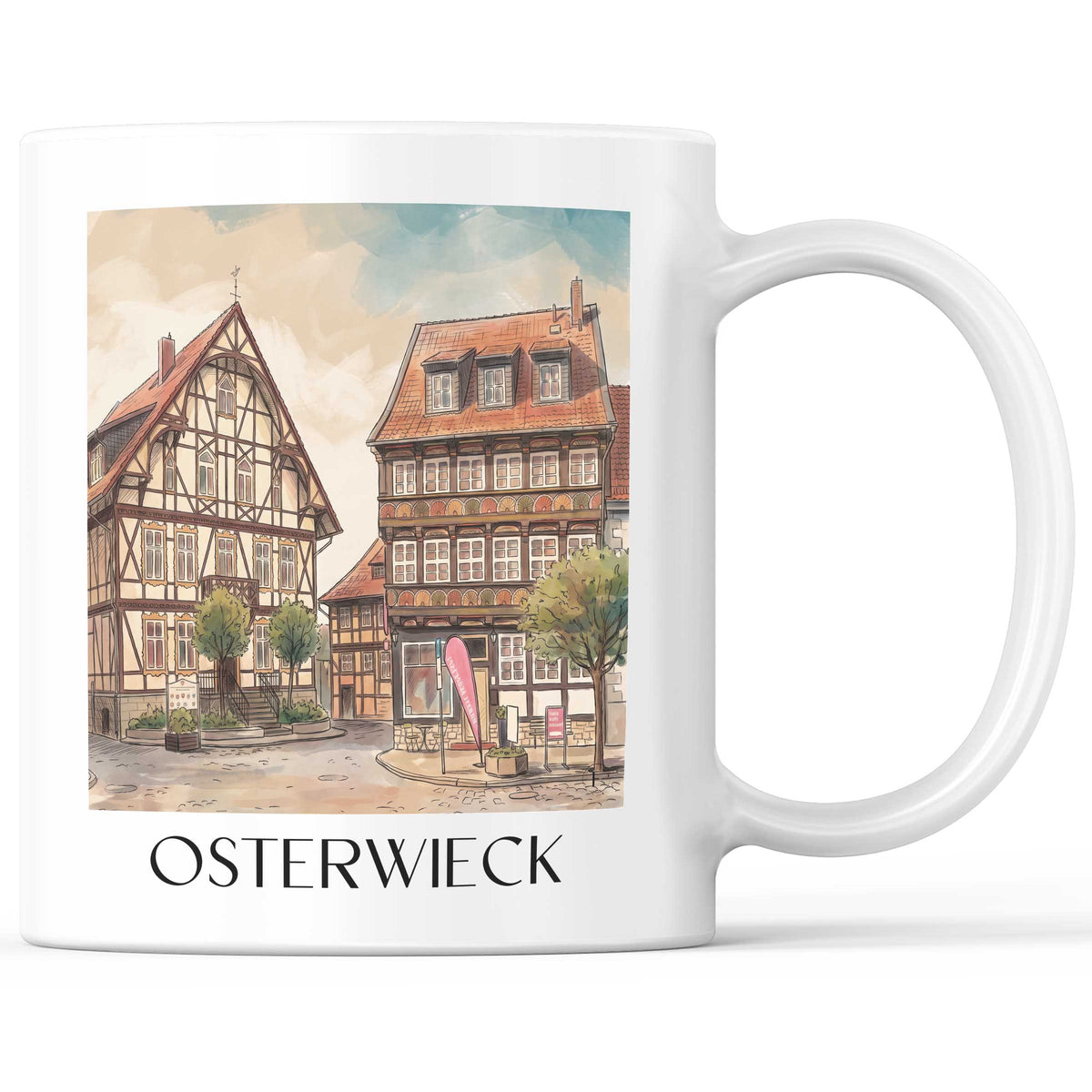 Osterwieck Kaffeebecher - Harzvorland - Deutschland Becher - Kaffeetasse im Aquarell Stil - favplace