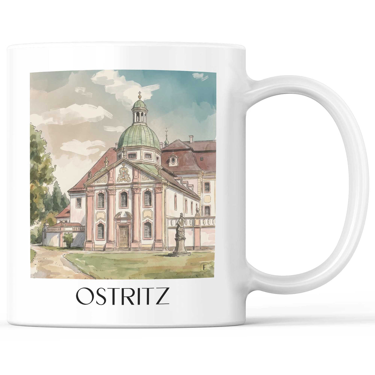 Ostritz Kaffeebecher - Oberlausitz - Deutschland Becher - Kaffeetasse im Aquarell Stil - favplace