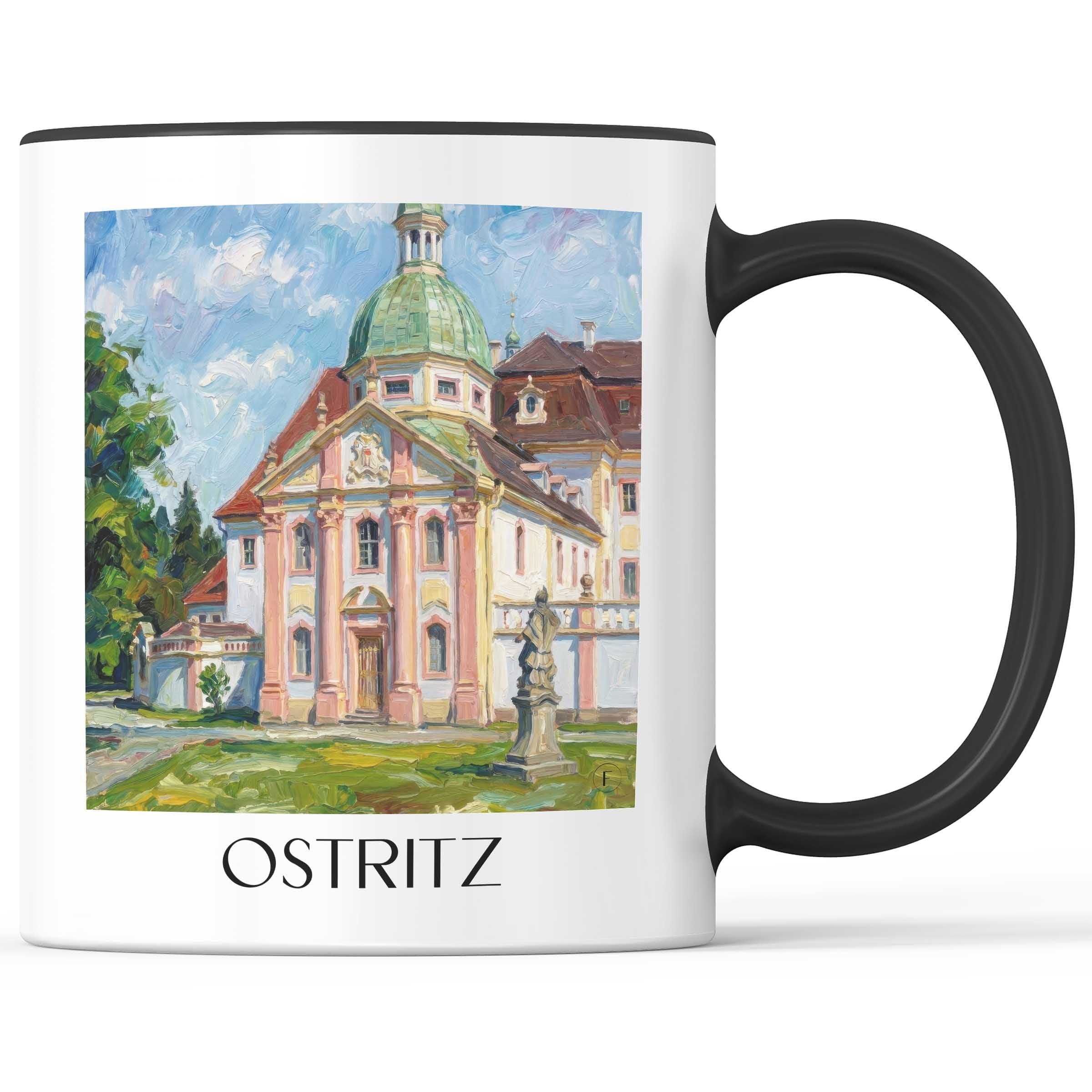 Ostritz Kaffeebecher - Oberlausitz - Deutschland Becher - Kaffeetasse im Ölgemälde Stil - favplace