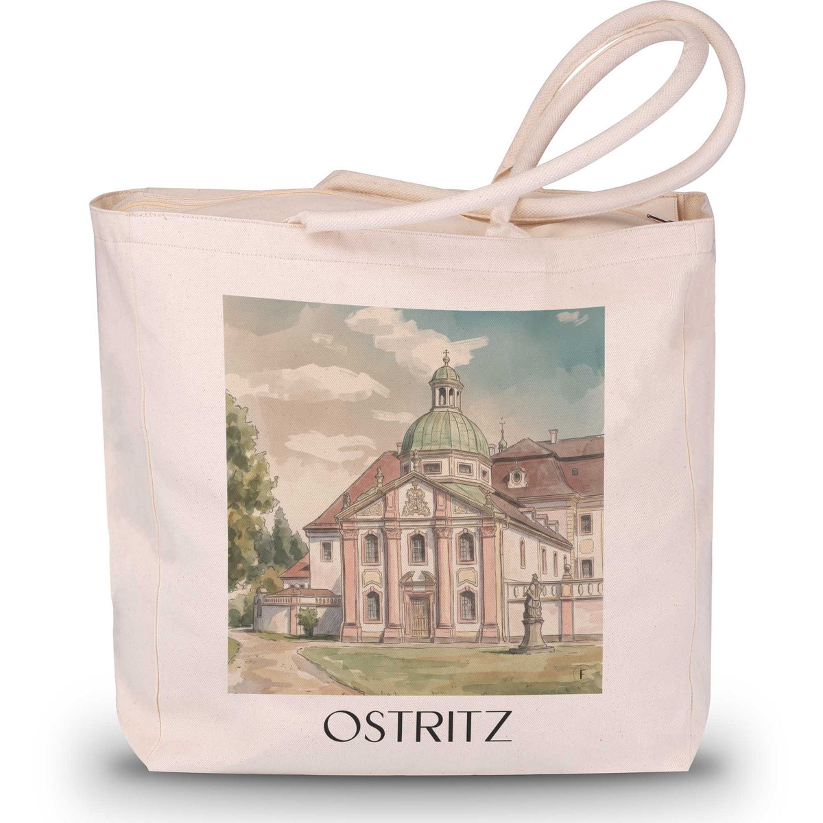 Ostritz Shopping Tasche - Oberlausitz - Deutschland Tote Bag - Einkaufstasche im Aquarell Stil - favplace