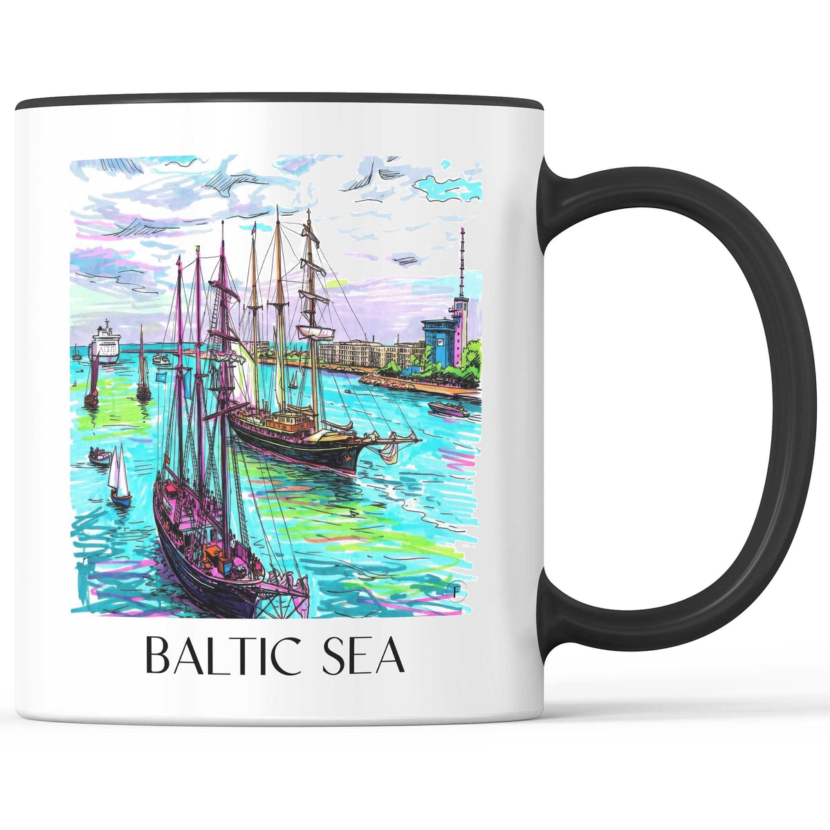 Ostsee Kaffeebecher - Rostock - Deutschland Becher - Kaffeetasse im Tag Graffiti Stil - favplace