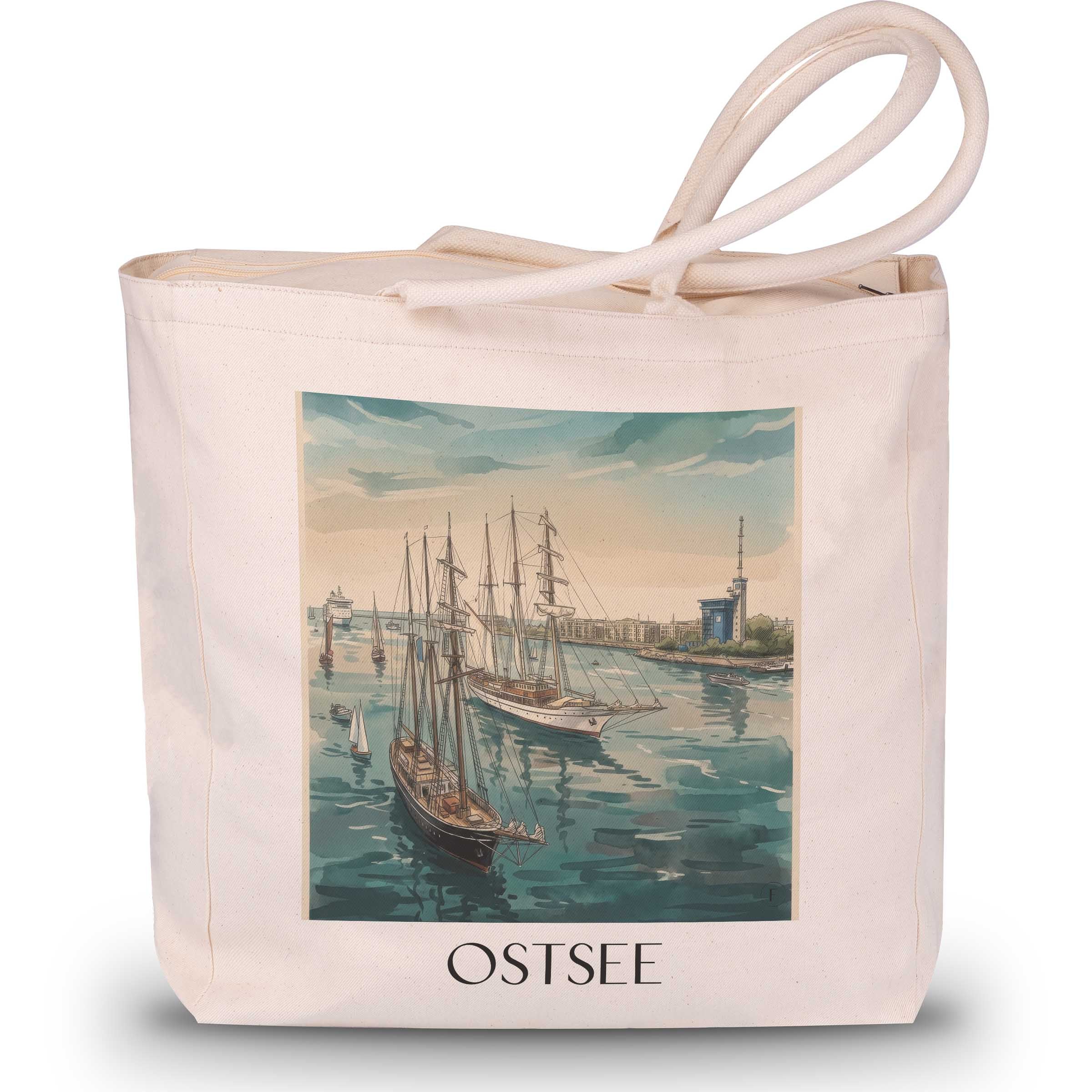 ostsee-rostock-deutschland-einkaufstasche-aquarell