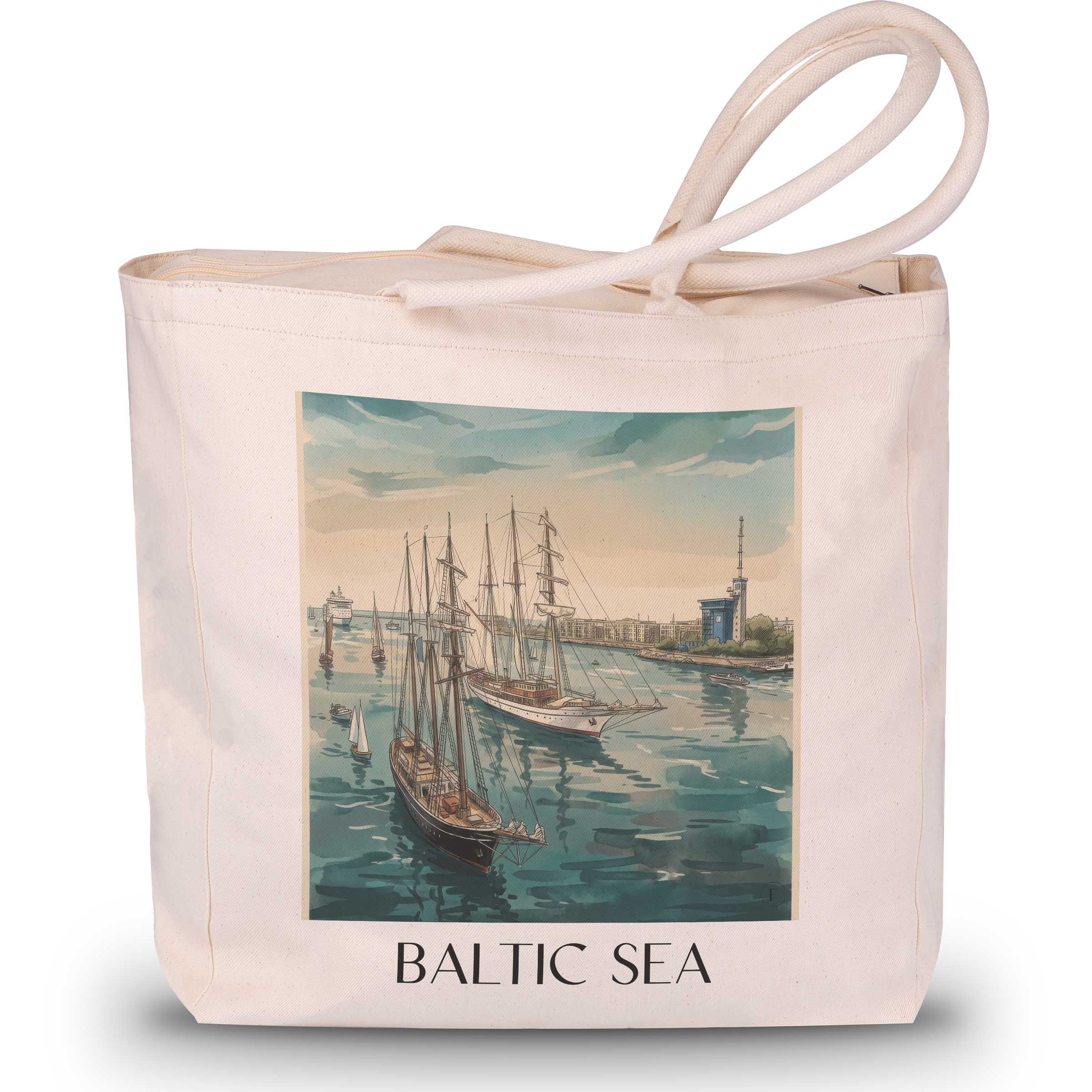 Ostsee Shopping Tasche - Rostock - Deutschland Tote Bag - Einkaufstasche im Aquarell Stil - favplace