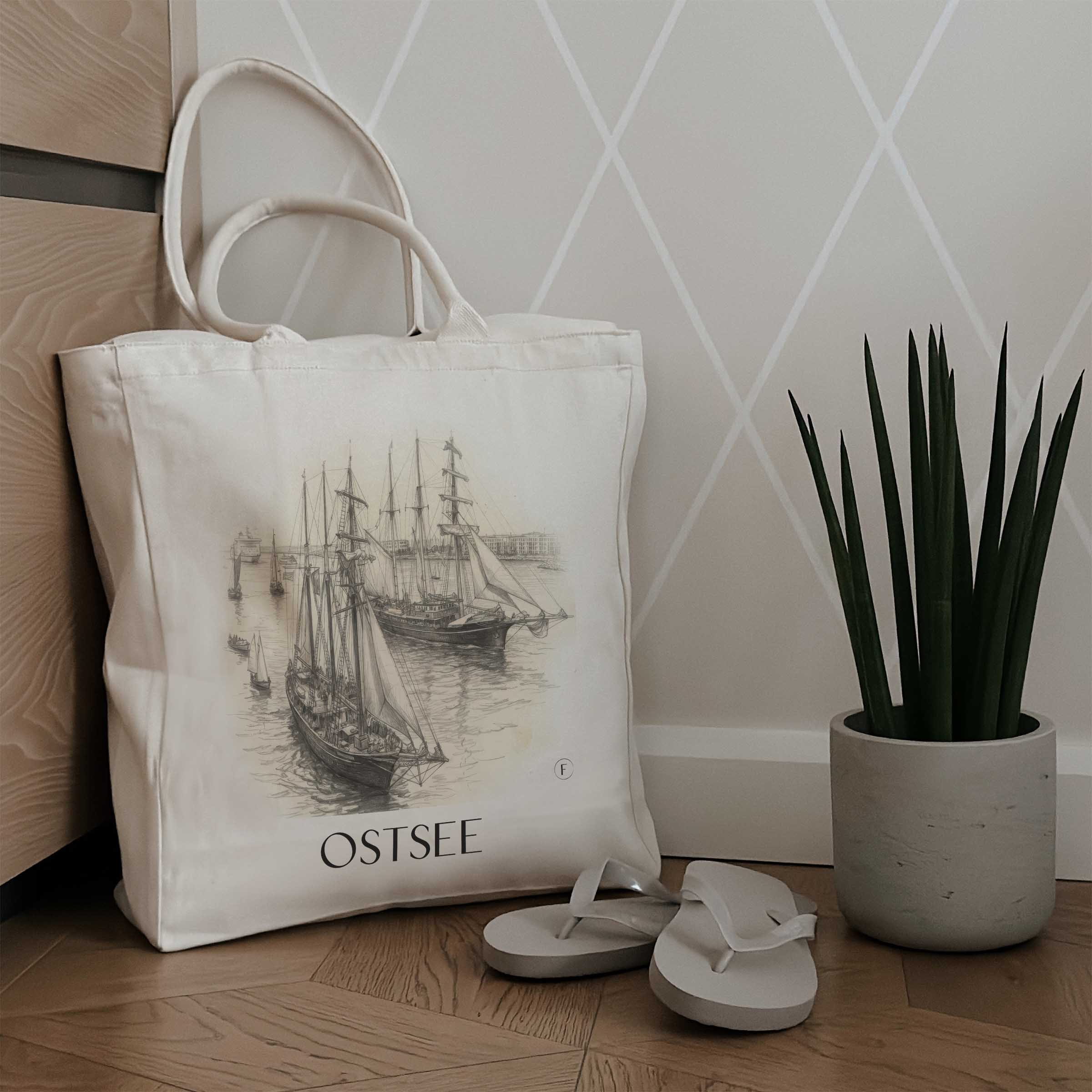 ostsee-rostock-deutschland-einkaufstasche-bleistift-zeichnung-drawing
