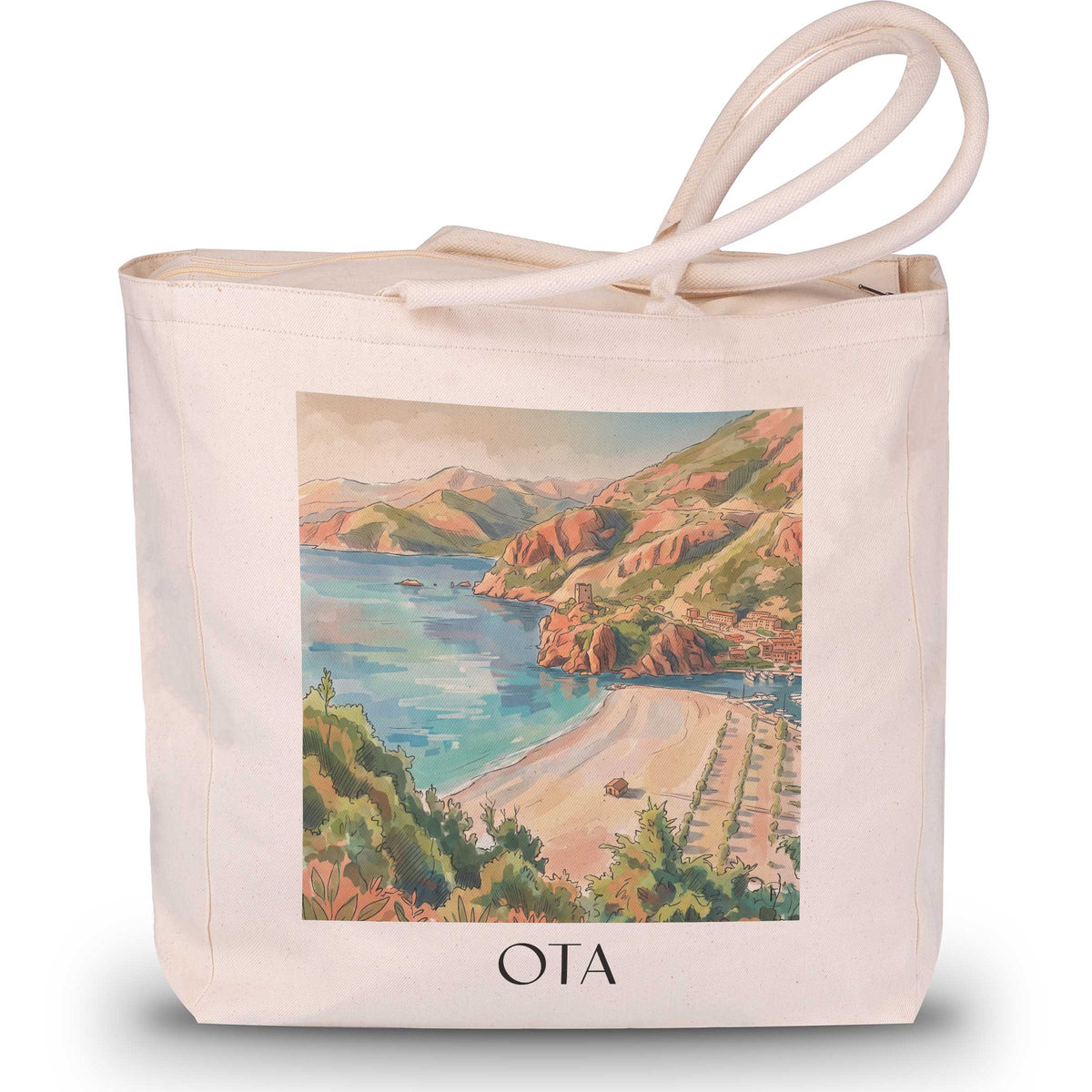 Ota Shopping Tasche - Korsika - Frankreich Tote Bag - Einkaufstasche im Aquarell Stil