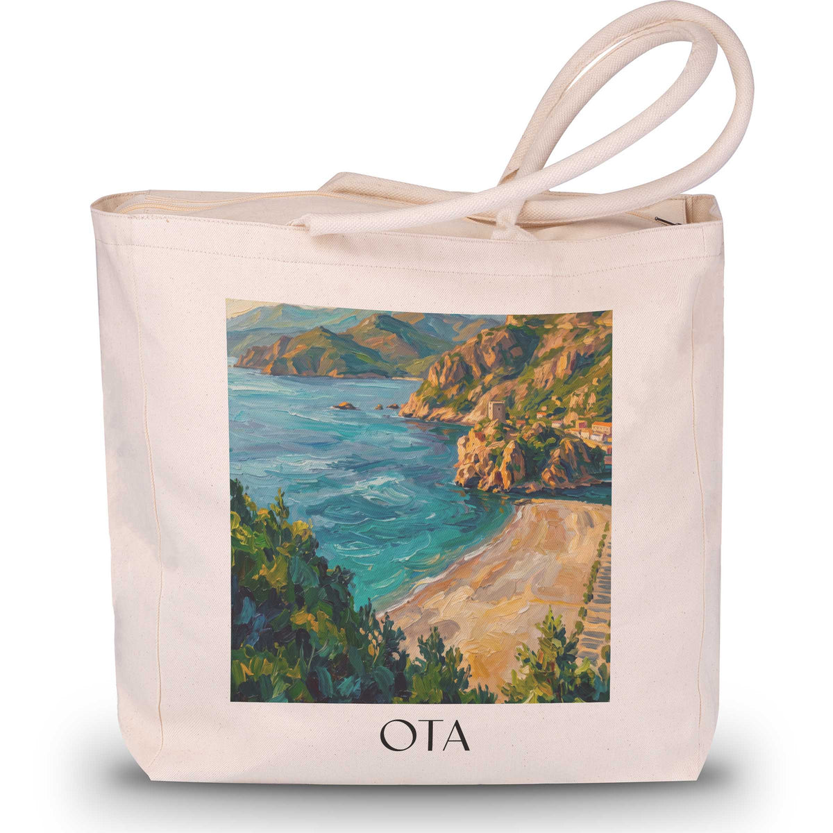 Ota Shopping Tasche - Korsika - Frankreich Tote Bag - Einkaufstasche im Ölgemälde Stil