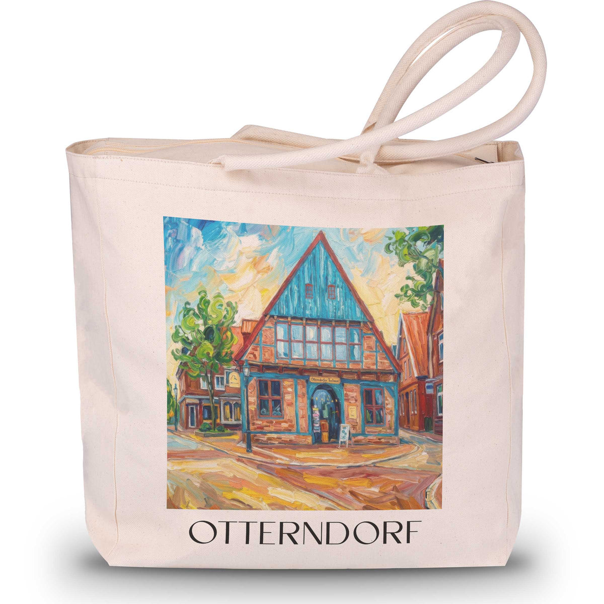 Otterndorf Shopping Tasche - Niedersachsen - Deutschland Tote Bag - Einkaufstasche im Ölgemälde Stil - favplace