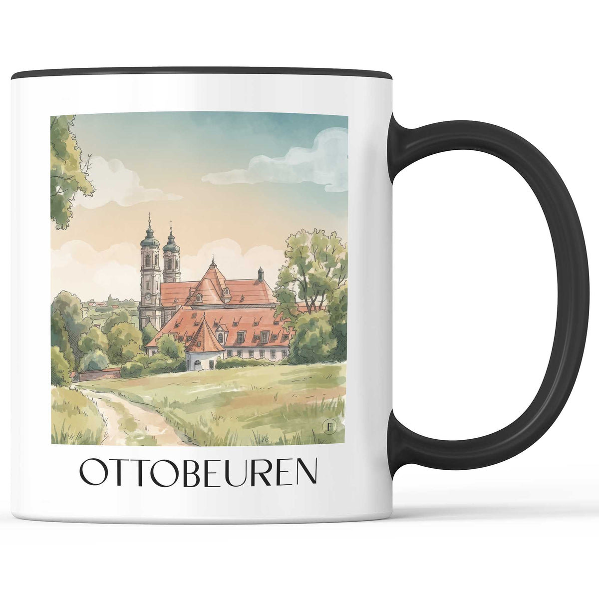 ottobeuren-unterallgäu-deutschland-kaffeebecher-aquarell