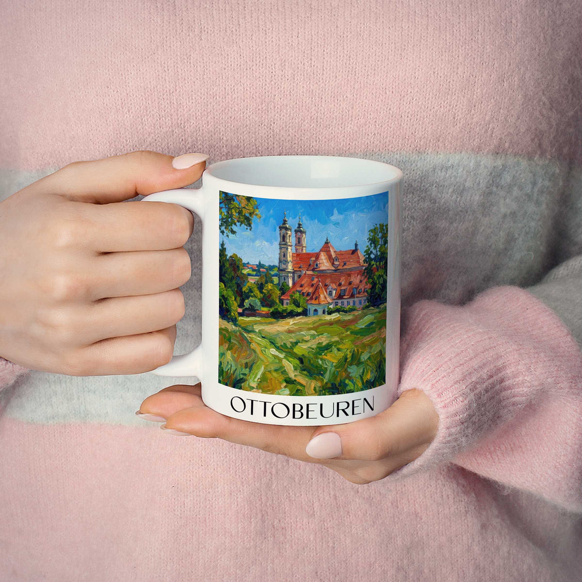 ottobeuren-unterallgäu-deutschland-kaffeebecher-oil-painting-oelgemaelde