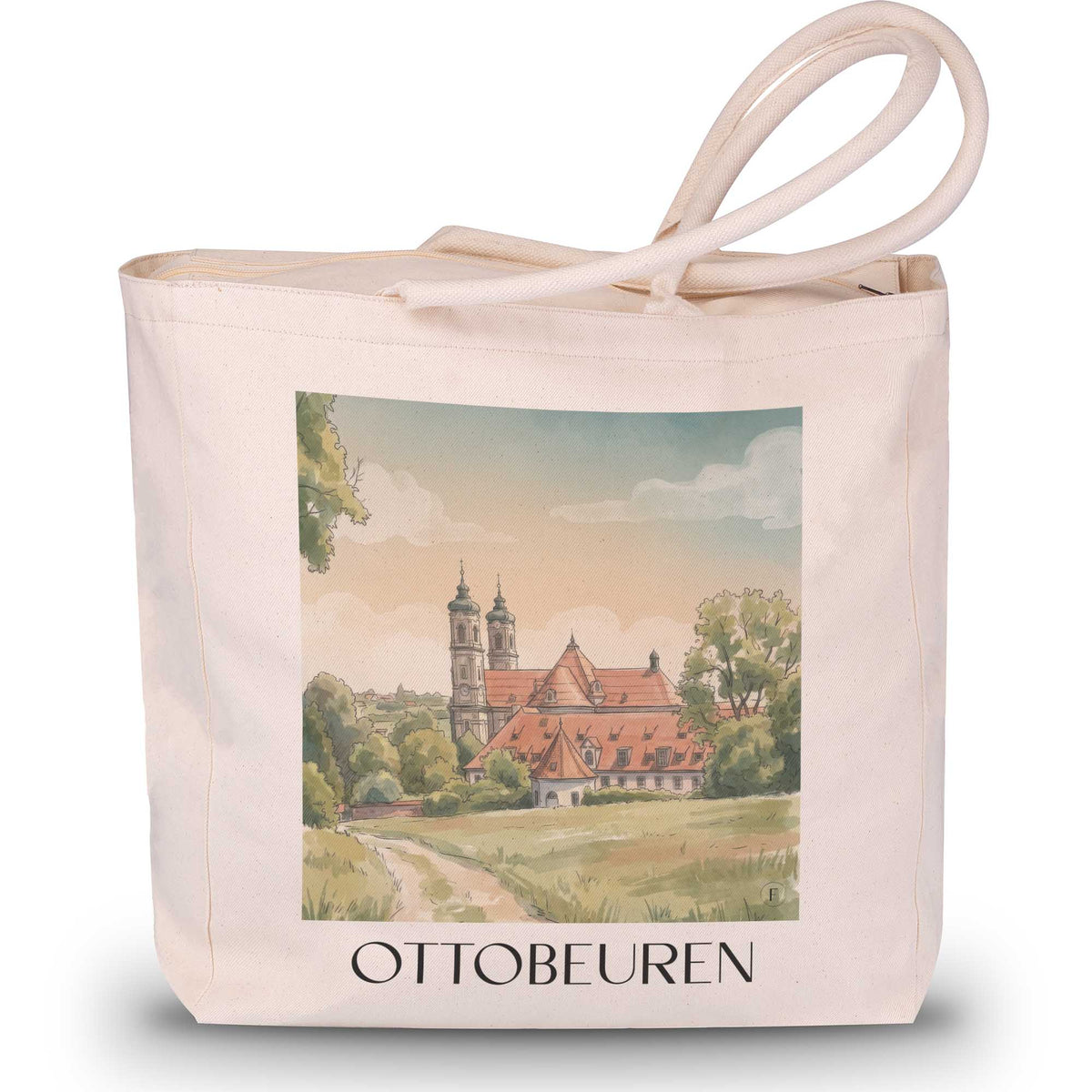 ottobeuren-unterallgäu-deutschland-einkaufstasche-aquarell